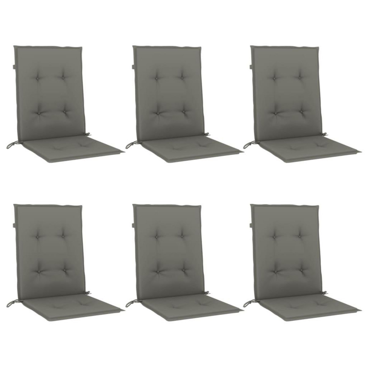 VIDAXL Coussins de chaise a dossier bas lot de 6 gris fonce melange