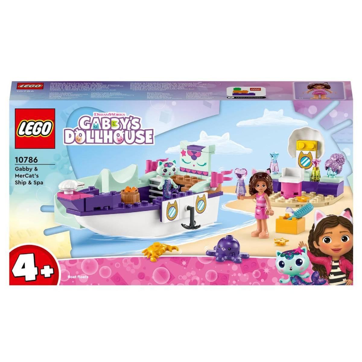 LEGO 10786 Gabby et la Maison Magique Le Bateau et le Spa de Gabby et Marine, Set avec Salon de Beauté, Figurines et Accessoires, Jouet pour Filles, Garçons, Enfants Dès 4 Ans