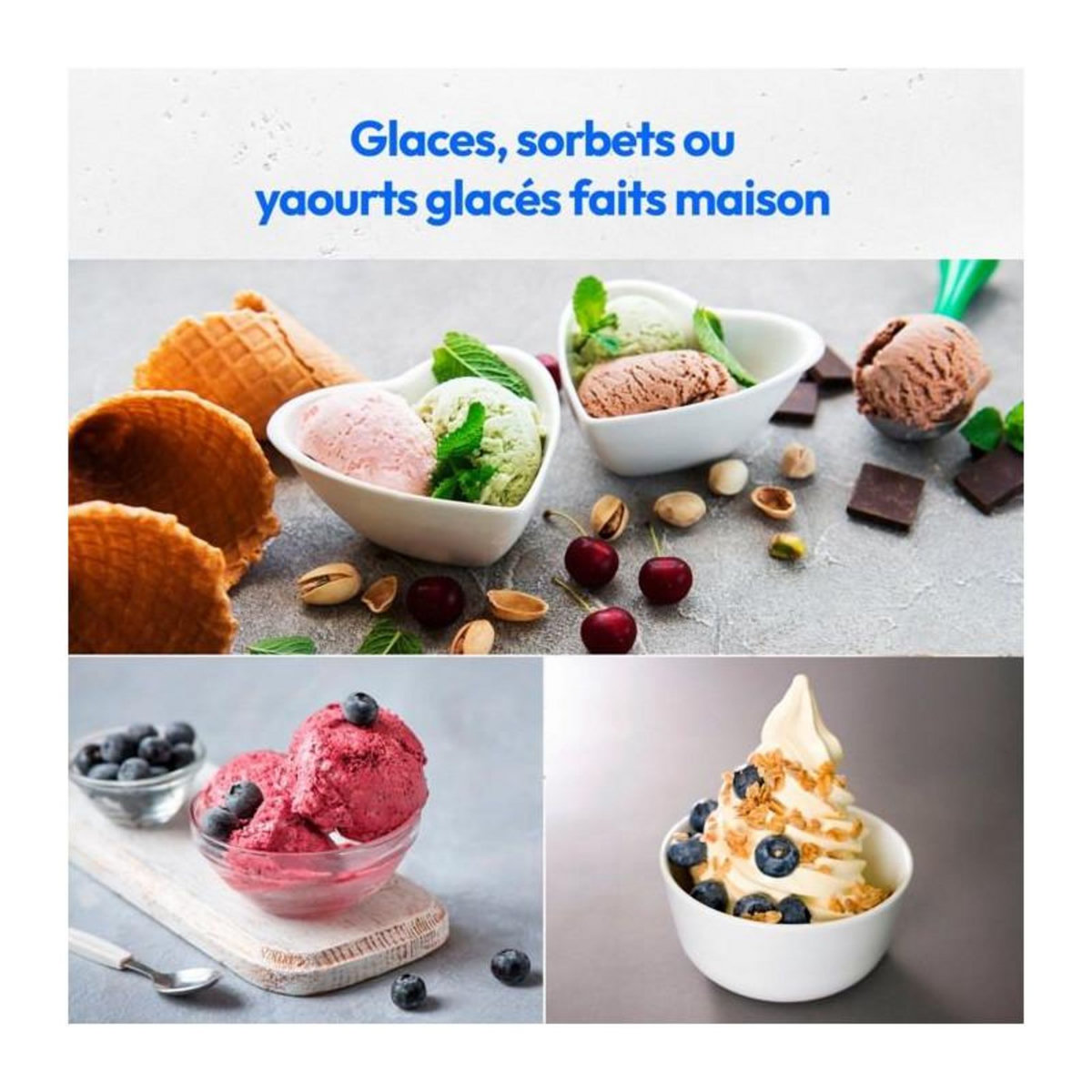 Medion MEDION Machine a glace avec compresseur (convient pour la préparation de cremes glacées, yaourts glacés & sorbets, 1 litre, 1