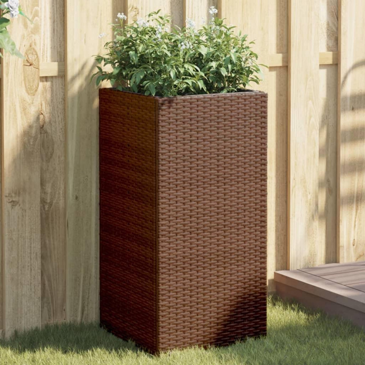 VIDAXL Jardinieres 2 pcs marron 40x40x80 cm resine tressee