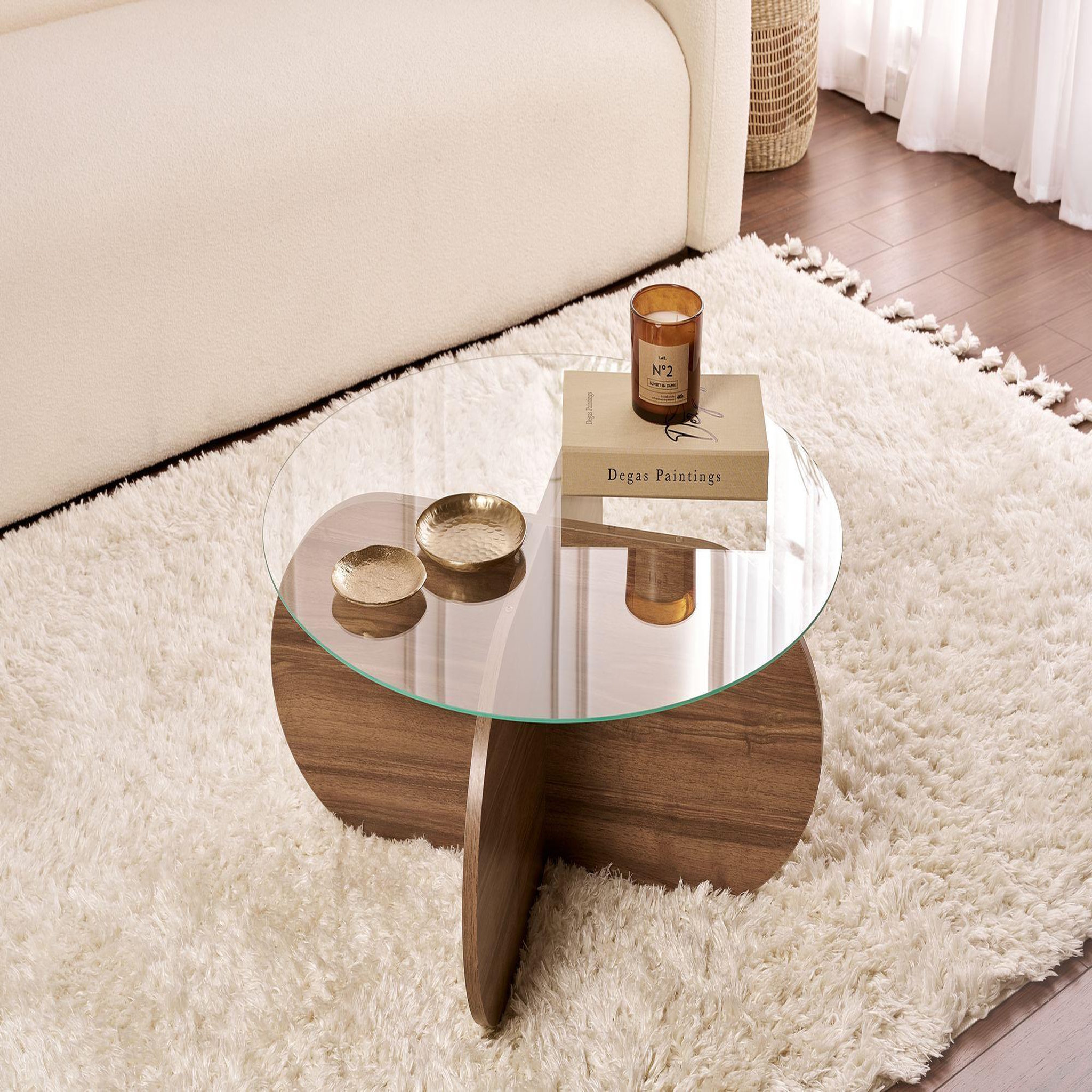 Voir la diapositive 2 : Habitat et Jardin Table basse en bois  aeris  - 75 x 75 x 35 cm - noyertransparent