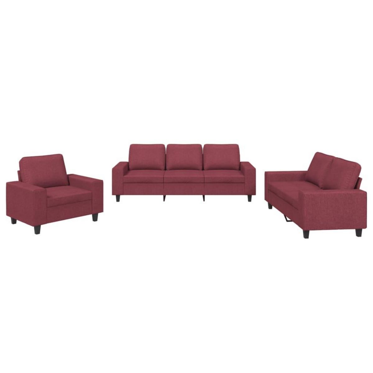 VIDAXL Ensemble de canapes 3 pcs rouge bordeaux tissu