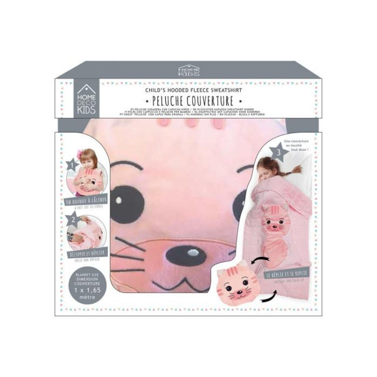 Paris Prix Peluche Couverture  Chat  100x165cm Rose