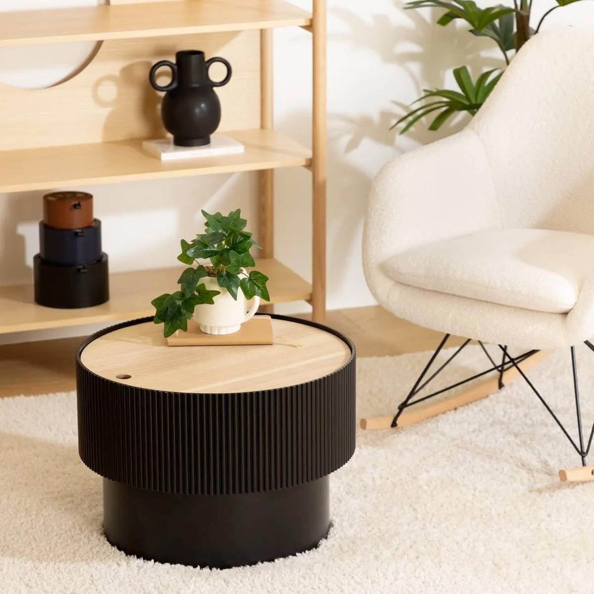 Voir la diapositive 4 : ATMOSPHERA Table basse avec coffre  enola  55cm noir