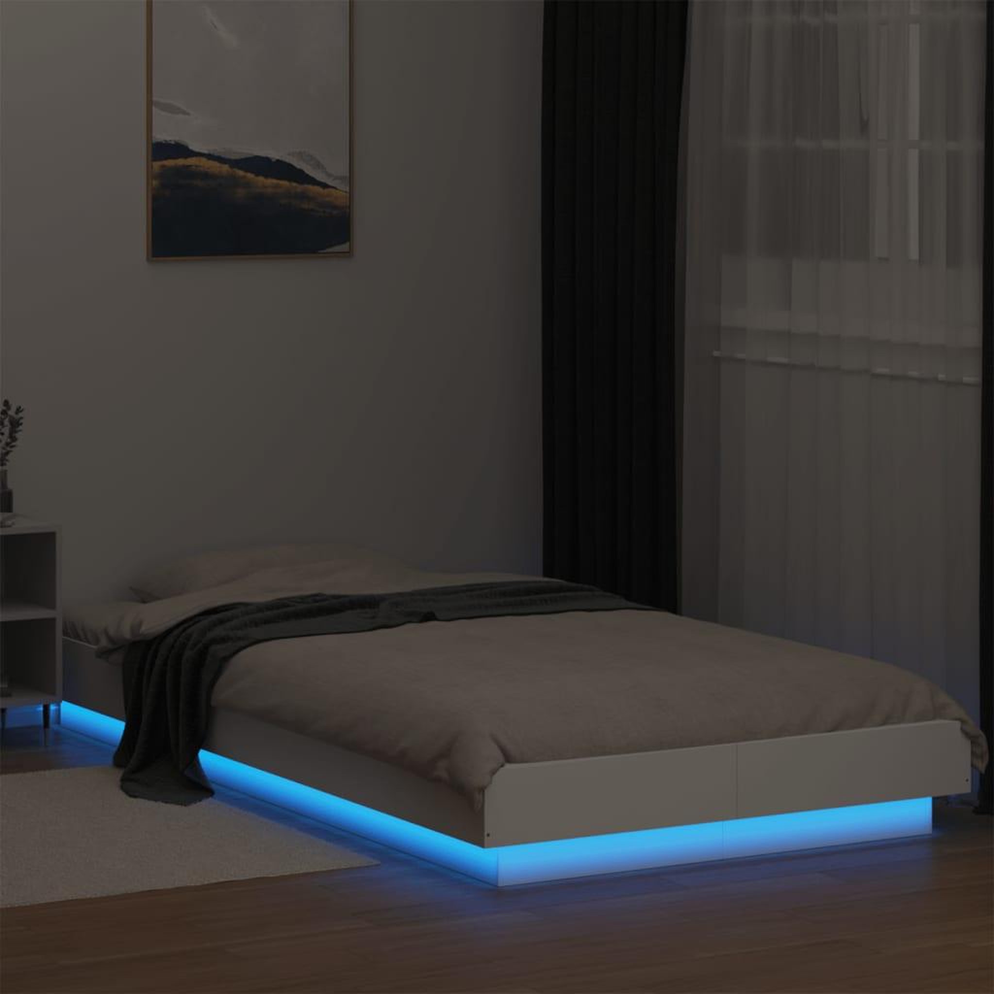 Voir la diapositive 4 : VIDAXL Cadre de lit avec lumieres LED sans matelas blanc 100x200 cm