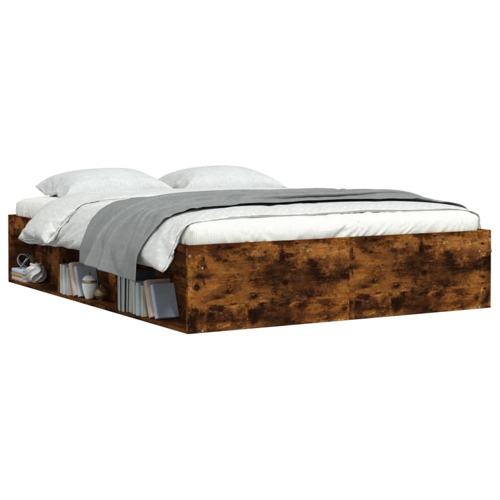 Voir la diapositive 3 : VIDAXL Cadre de lit sans matelas chene fume 140x200 cm