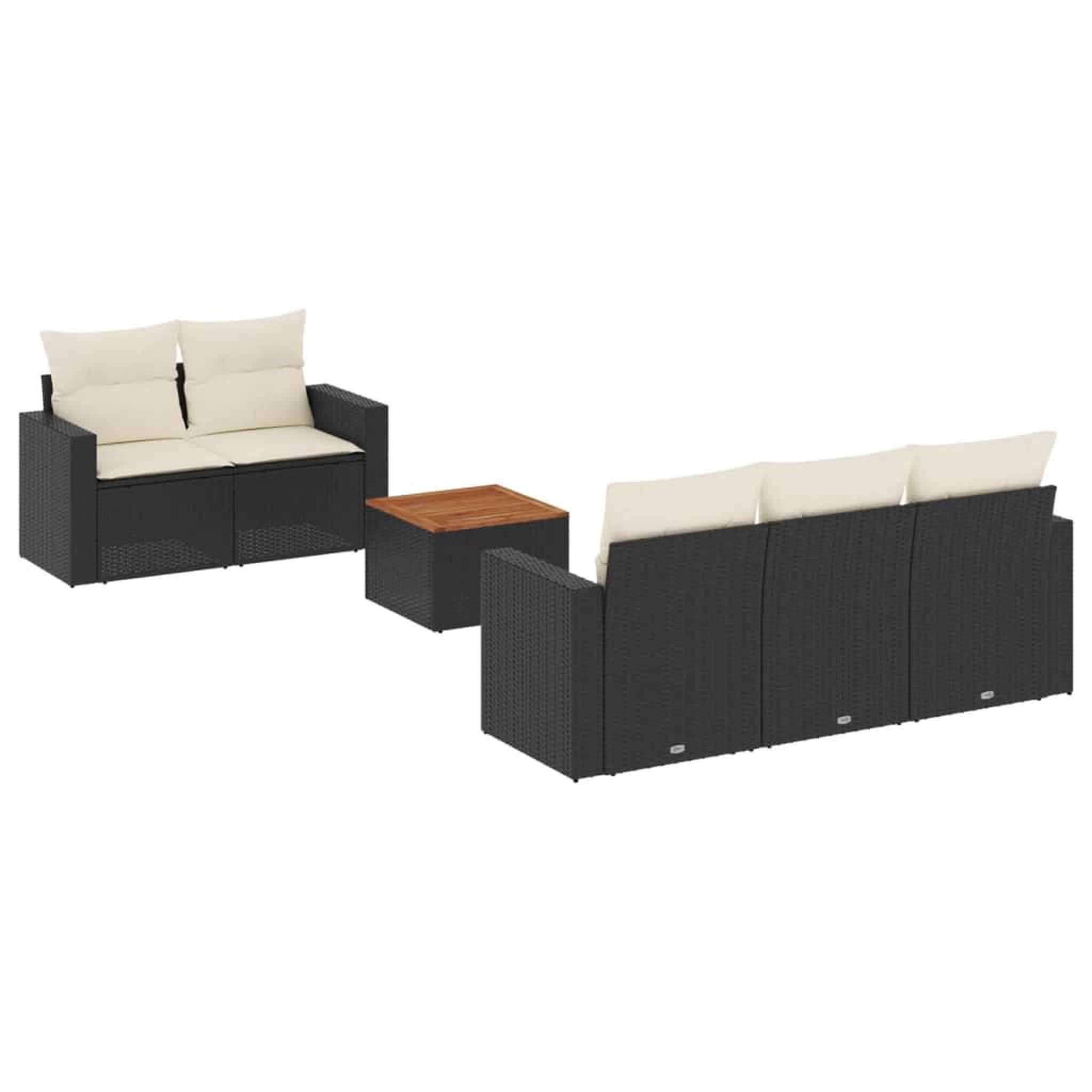 Voir la diapositive 2 : VIDAXL Salon de jardin 6 pcs avec coussins noir resine tressee