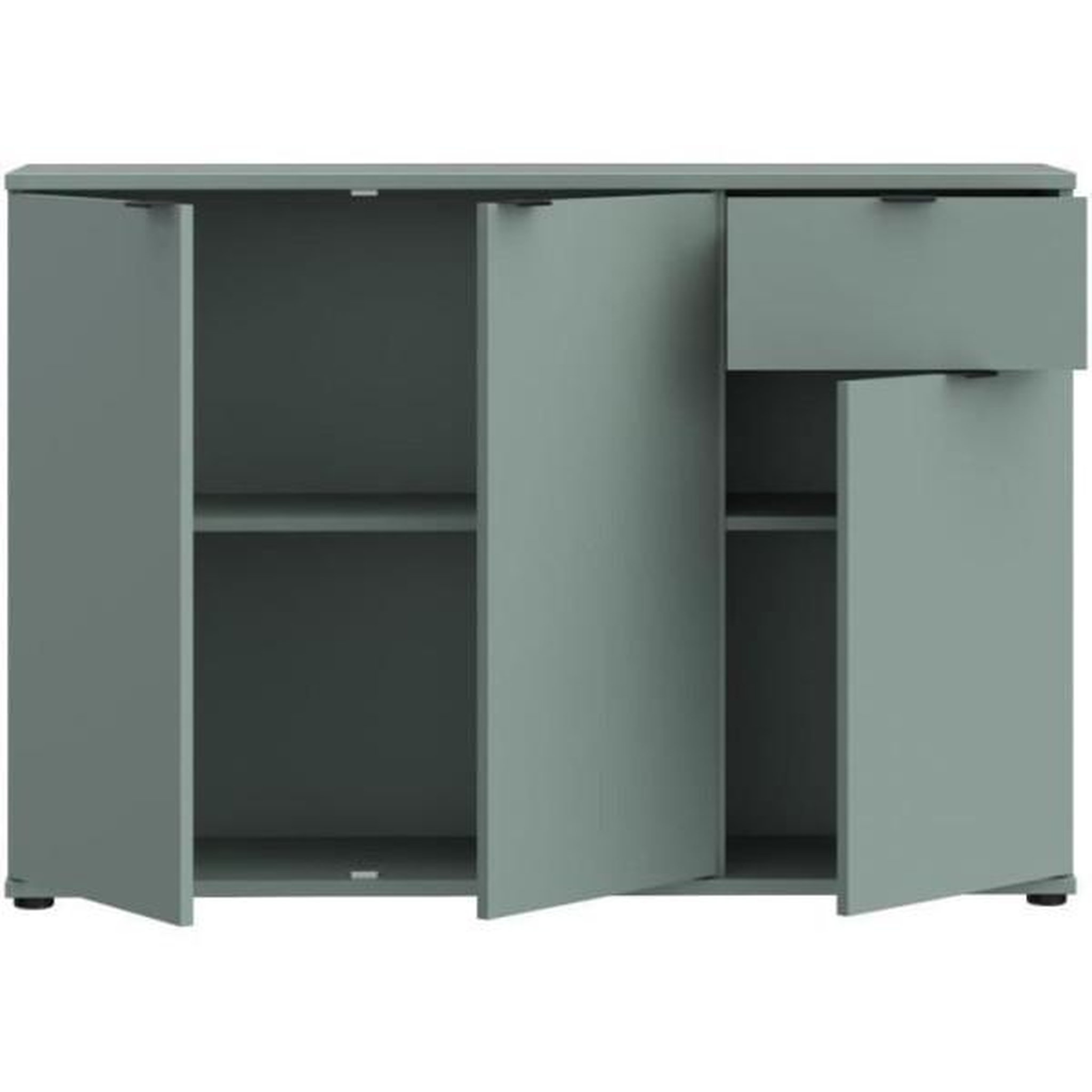 Voir la diapositive 4 : MARKET24 Commode - GANYMEDE - 3 portes - 1 tiroir - Sauge - 119,8 x 34,1 x 82,3 cm