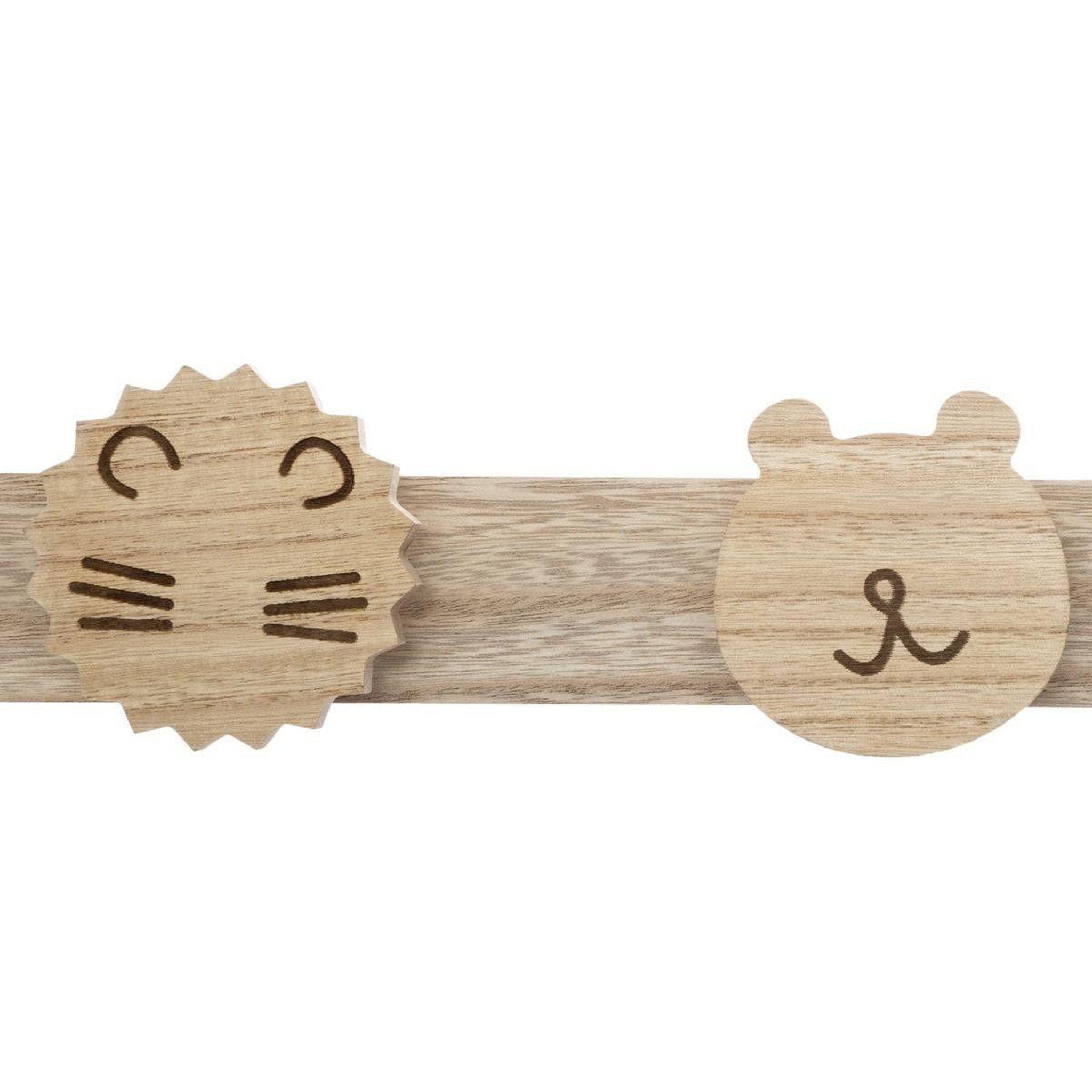 Voir la diapositive 3 : Atmosphera Kids Patère enfant 4 têtes  wild  55cm naturel