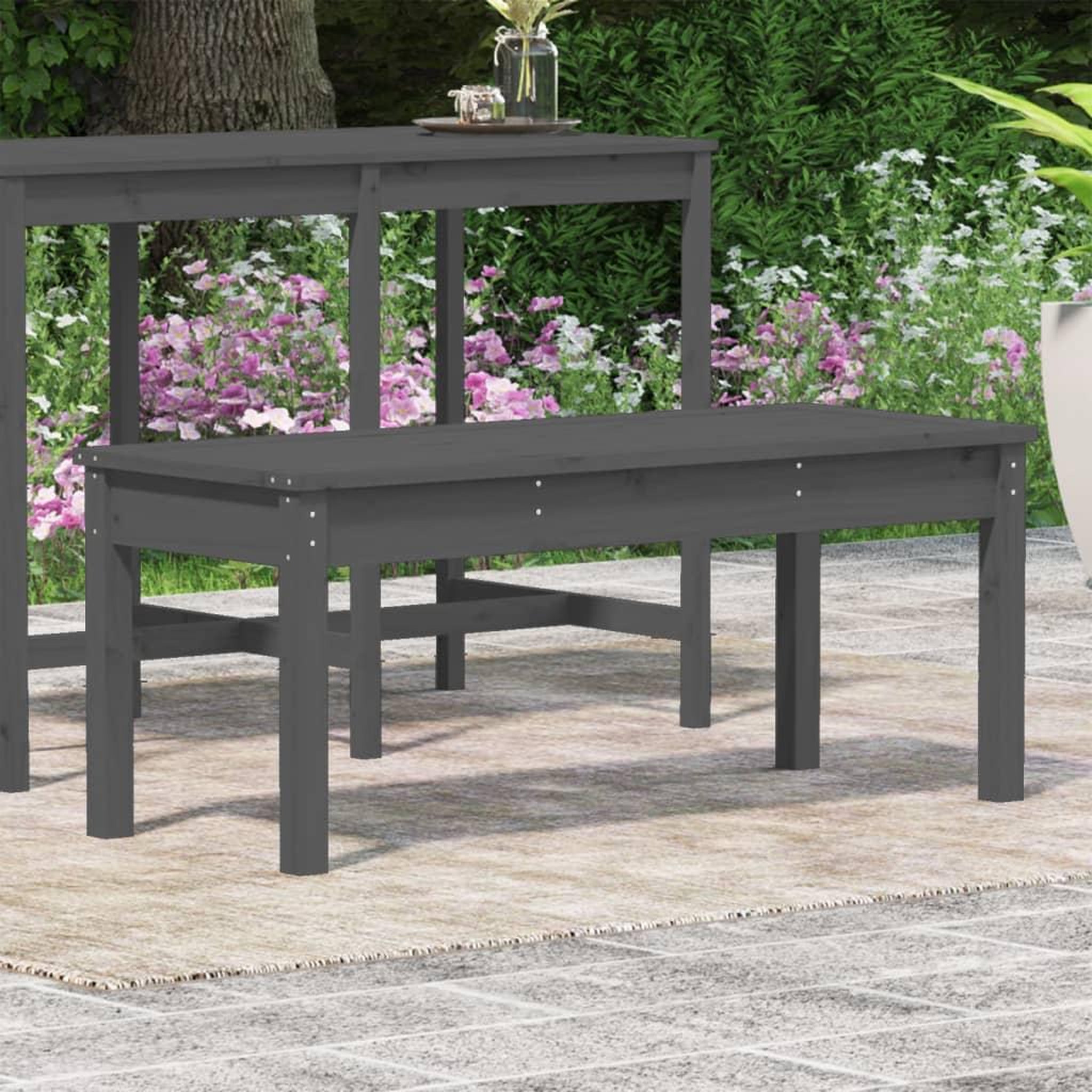 Voir la diapositive 3 : VIDAXL Banc de jardin gris 109x44x45 cm bois massif de pin