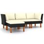 Voir la diapositive 2 : VIDAXL Salon de jardin 4 pcs avec coussins Resine tressee Noir