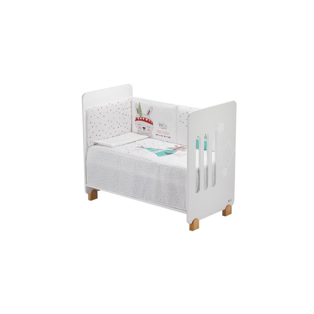 Parure De Lit Bébé 3 Pièces En Coton - Drap Housse, Drap Plat Et Taie D'Oreiller Motif Ours, Éléphant, Ballons