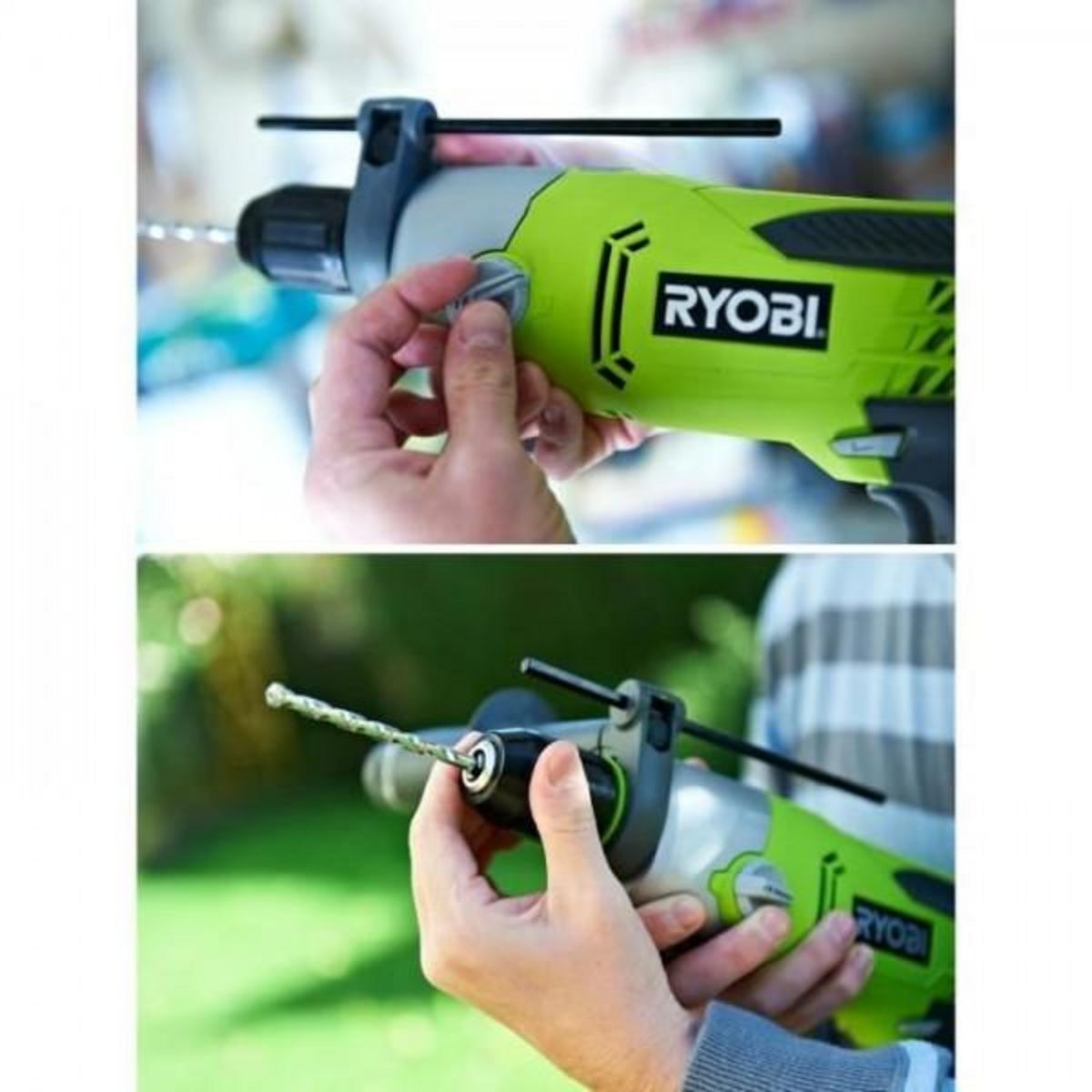 Ryobi RYOBI - Perceuse a percussion 1 200 W - 1 200-3 000 cp/min - 2 vitesses - mandrin 13 mm métal - LED - Livrée en coffret - RPD1