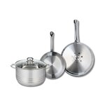 ELO Ensemble de 2 Poêles de cuisson 24 et 28 cm et 1 faitout 24 cm Elo Profi Brillant