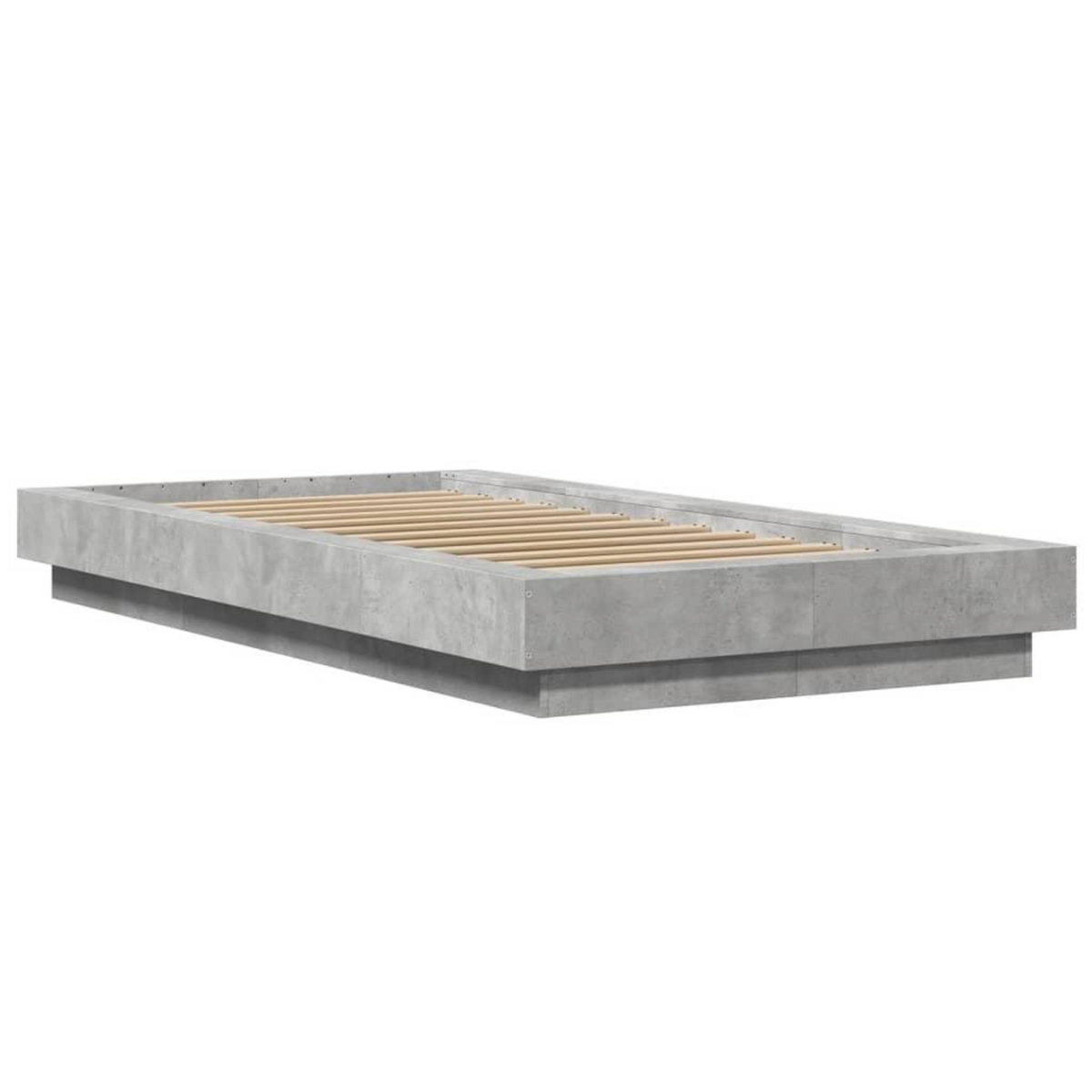 VIDAXL Cadre de lit et lumieres LED sans matelas gris beton 75x190 cm