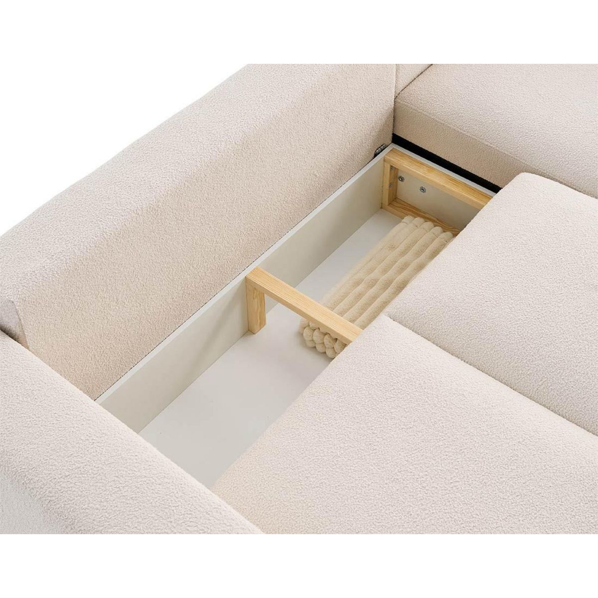 LISA DESIGN Livy - canapé d'angle réversible 4 places convertible avec coffre en tissu bouclette