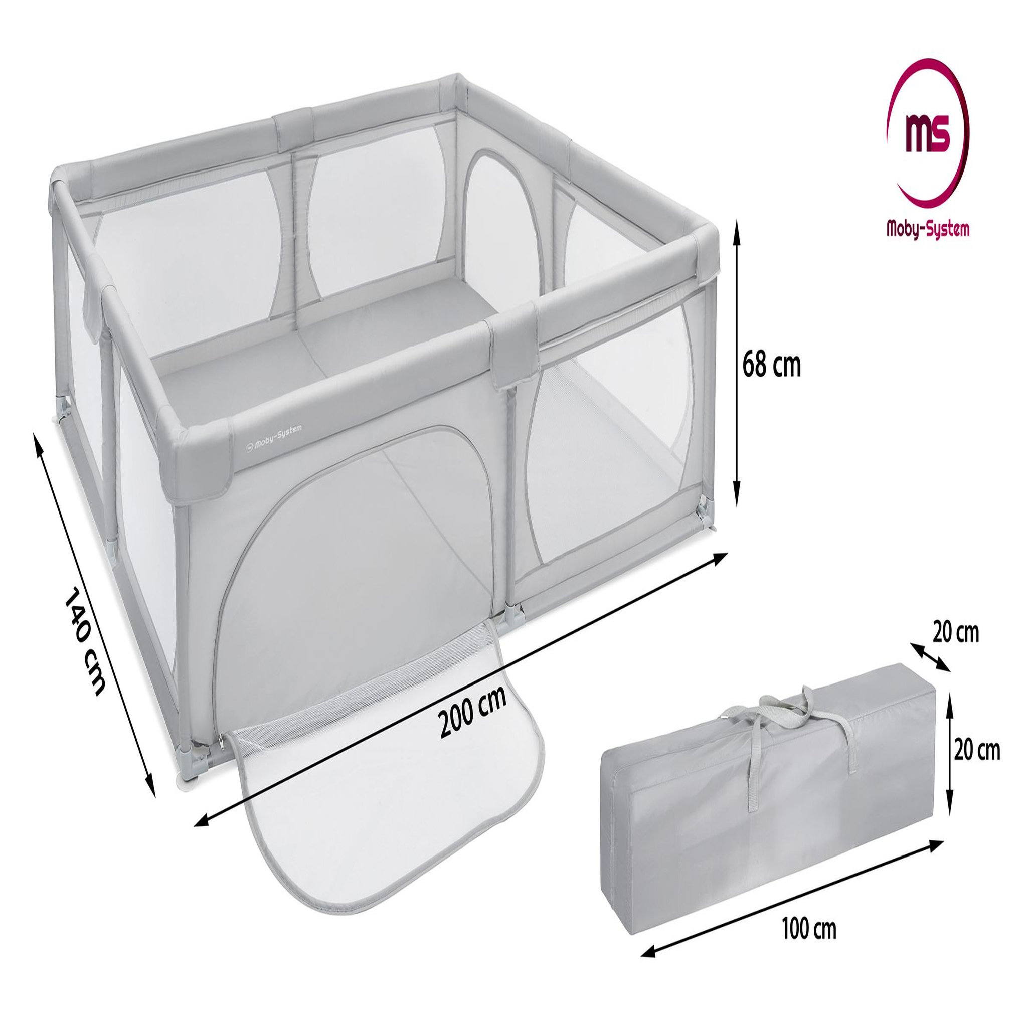 Voir la diapositive 4 : MOBY SYSTEM Parc pliable pour enfants Moby-System 200 x 140 cm avec entrée zippée