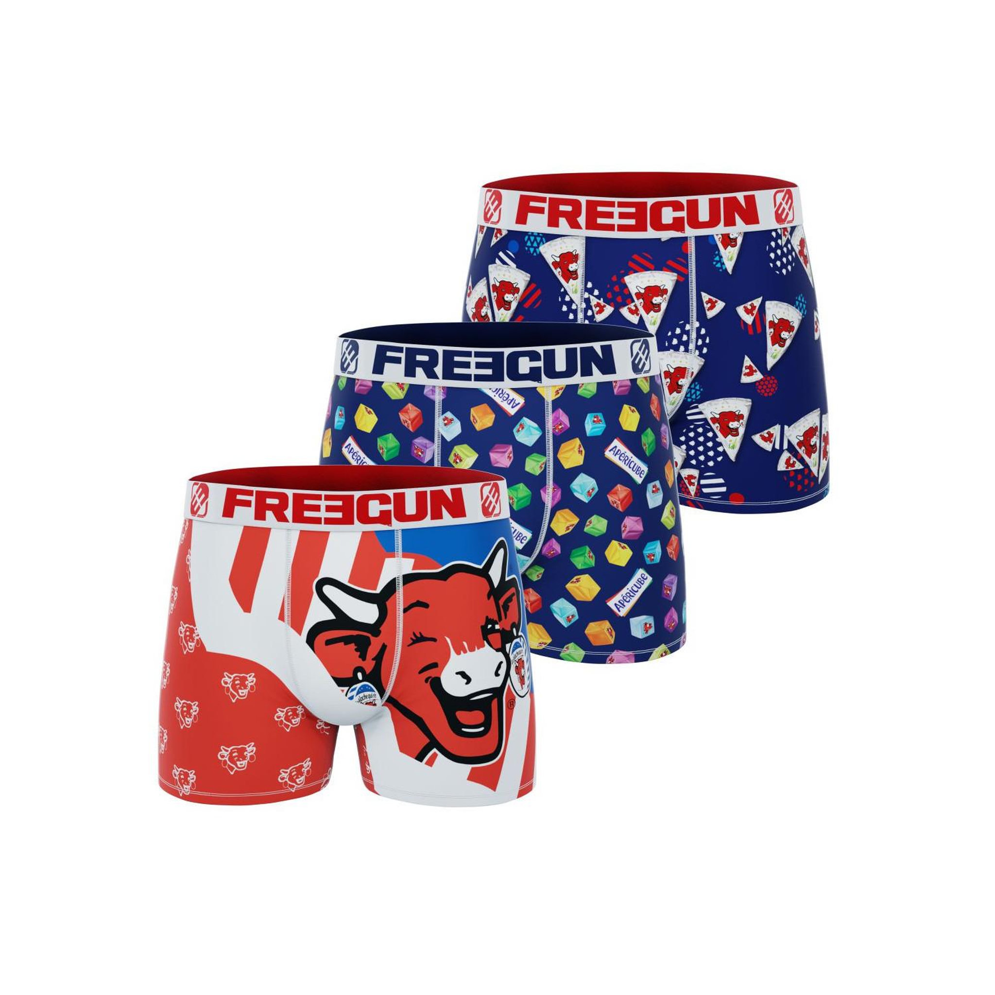 Voir la diapositive 1 : FREEGUN Lot de 3 boxers enfant La Vache Qui Rit