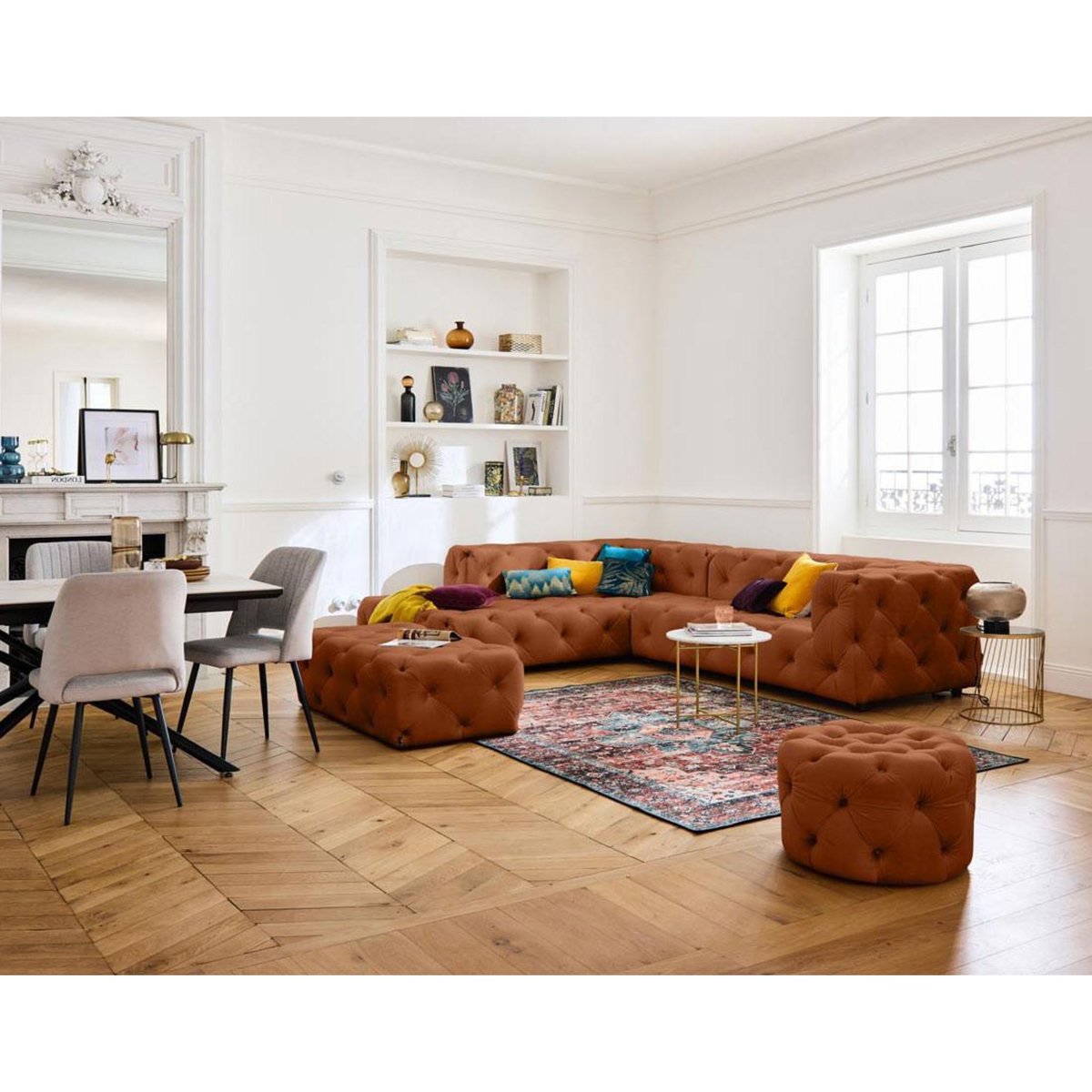 LISA DESIGN Gallata - canapé chesterfield d'angle gauche - 5 places - en velours