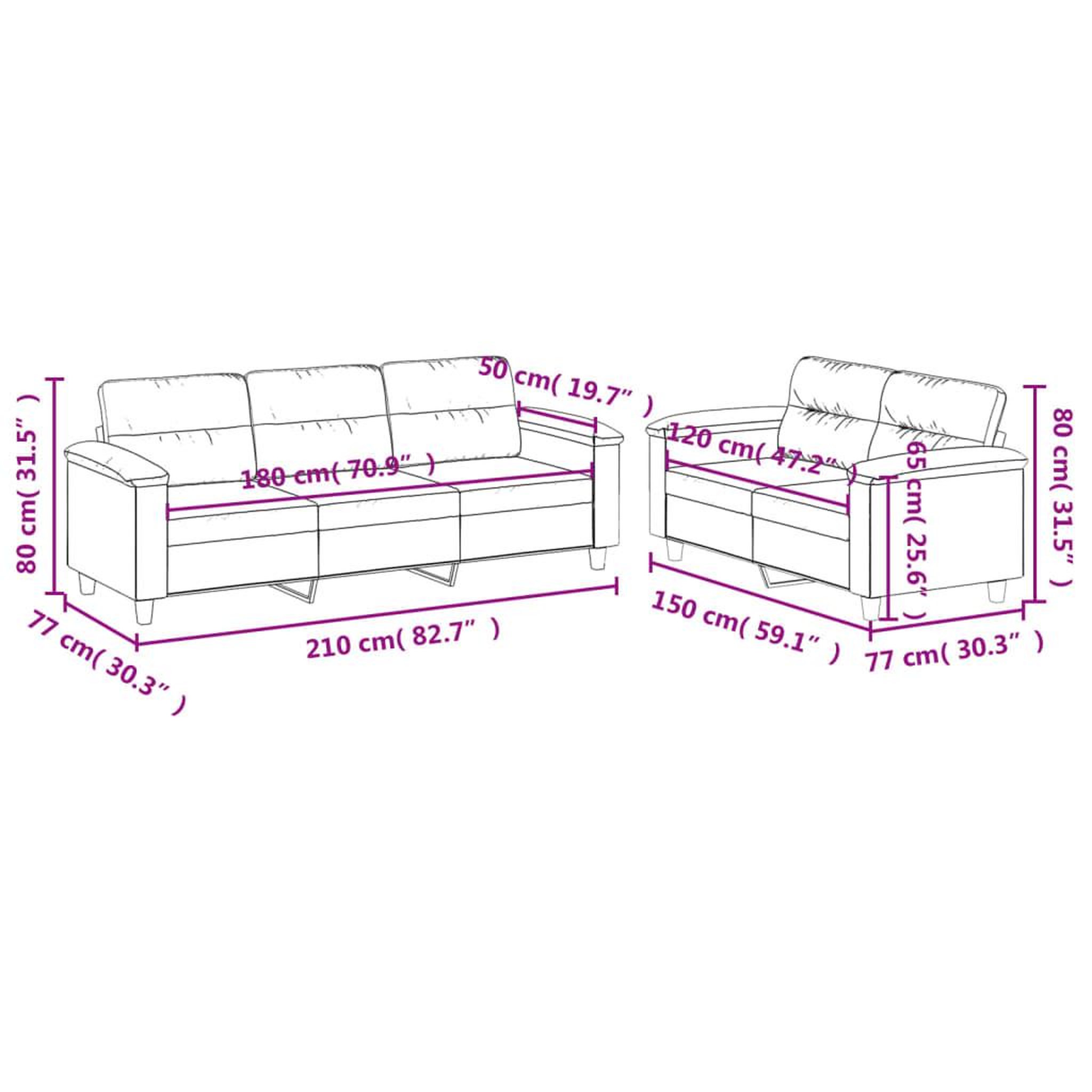 Voir la diapositive 6 : VIDAXL Ensemble de canapes 2 pcs avec coussins beige tissu microfibre