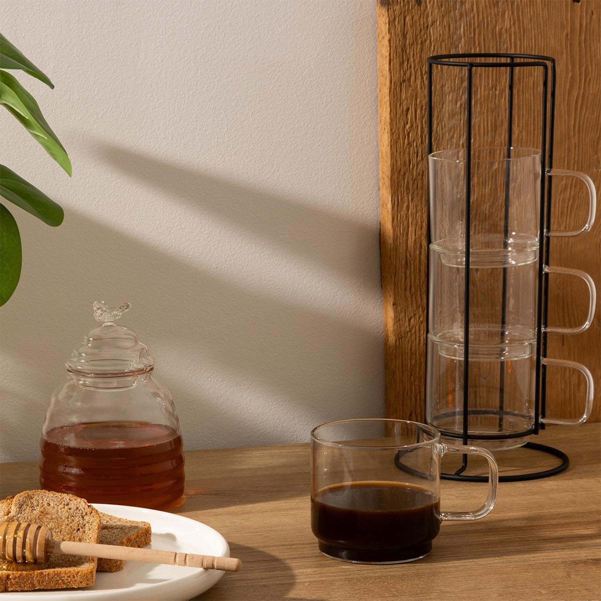 Voir la diapositive 4 : SECRET DE GOURMET Lot de 4 mugs sur rack  mia  30cl transparent