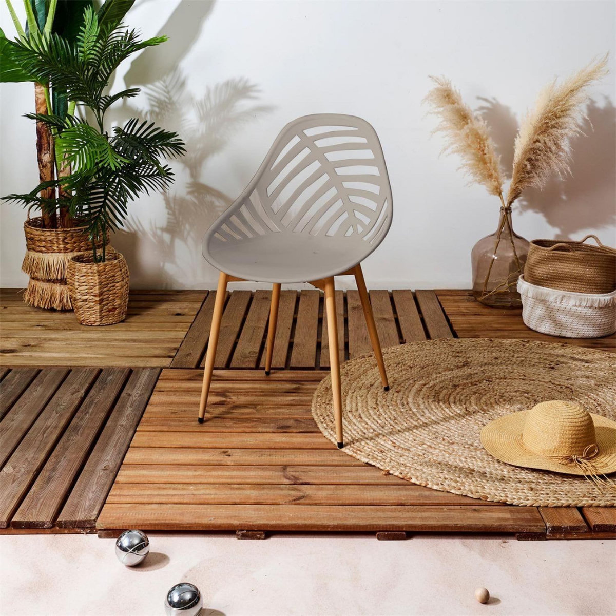 The Home Deco Factory Lot de 4 chaises ajourées ALAMEDA