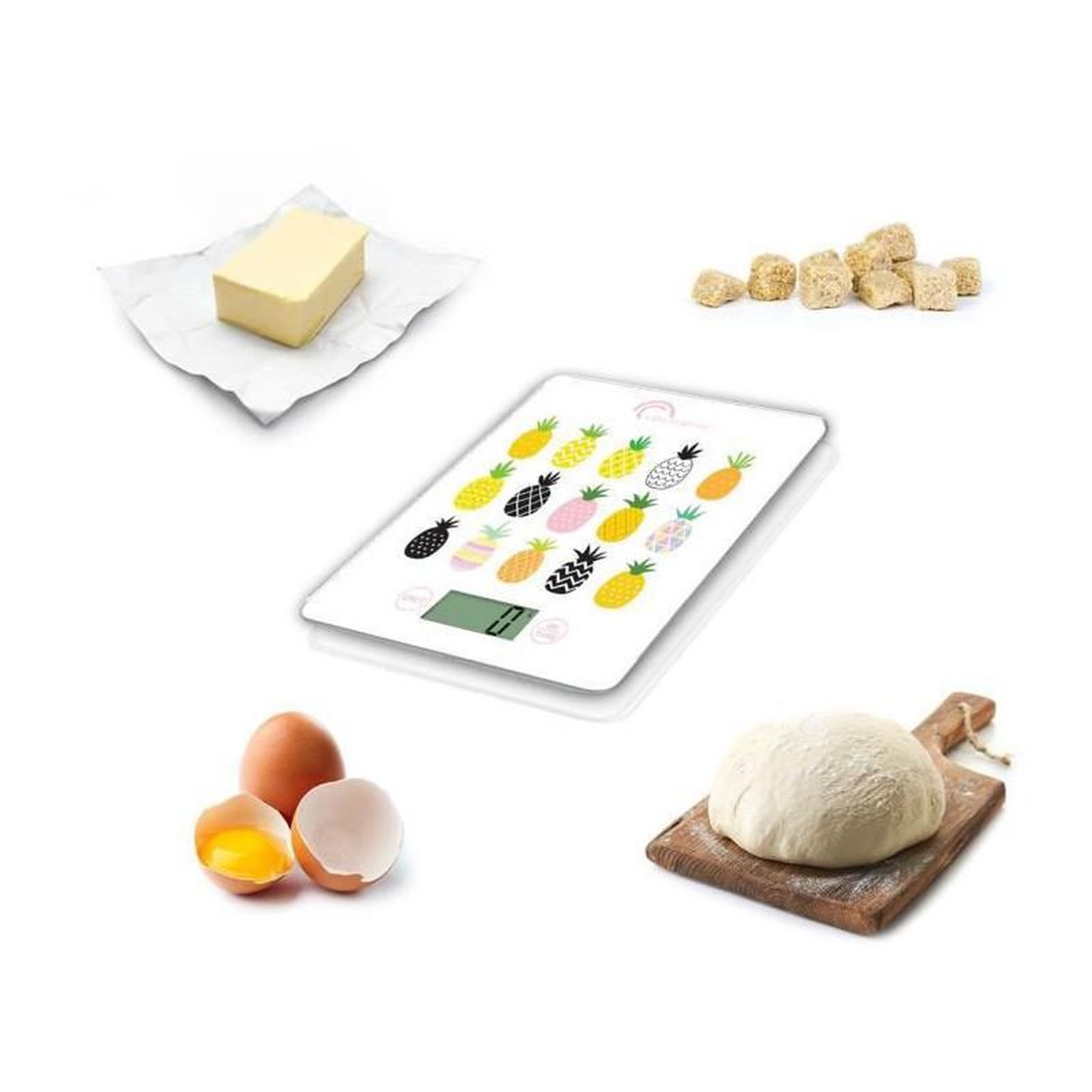 Voir la diapositive 3 : LITTLE BALANCE LITTLE BALANCE Balance de cuisine electronique 8341 Slim - 5 kg / 1 g - Plateau en verre trempe - Extra-plate - BD Ananas