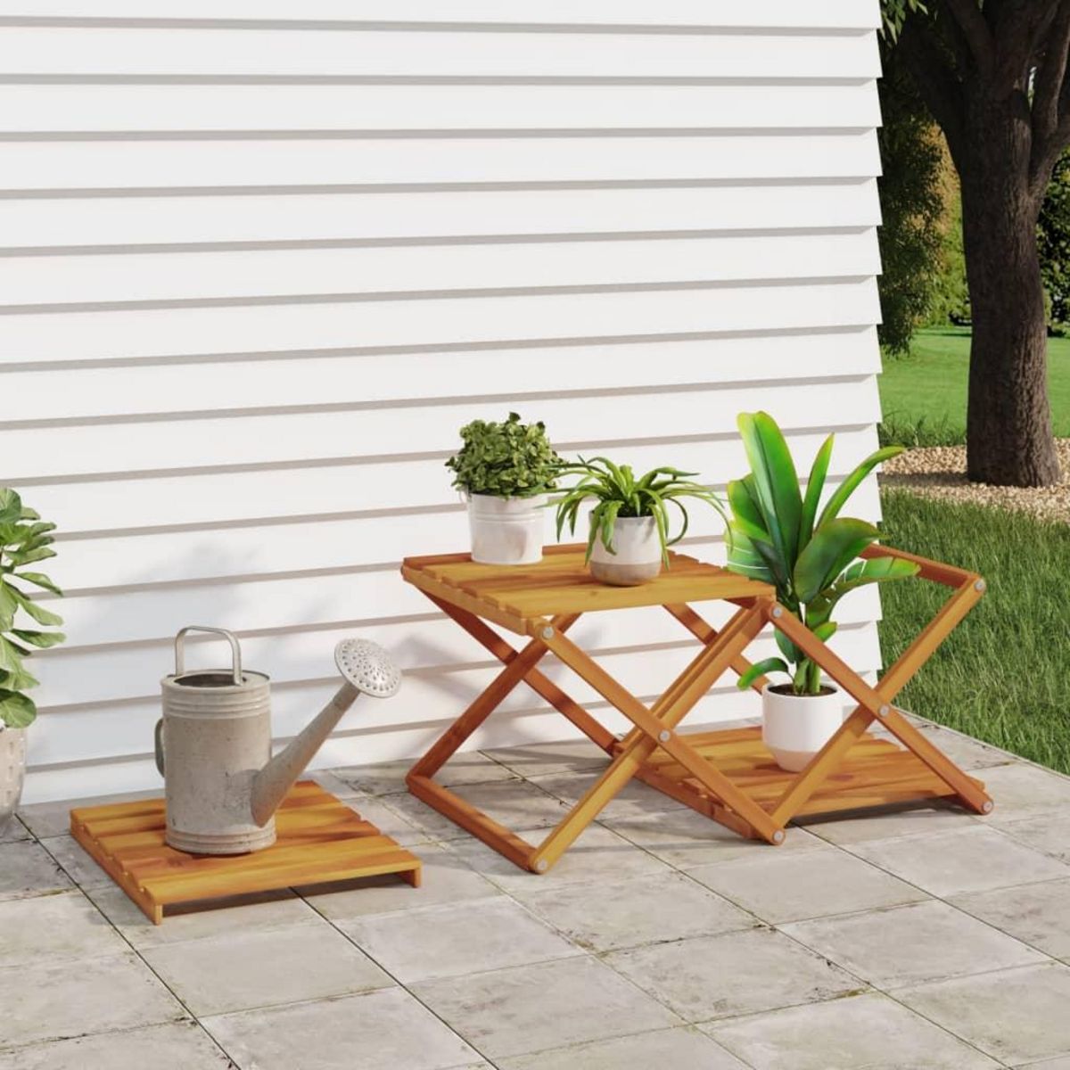 VIDAXL Etagere pliable a 3 niveaux Marron 43x31x63 cm Bois d'acacia