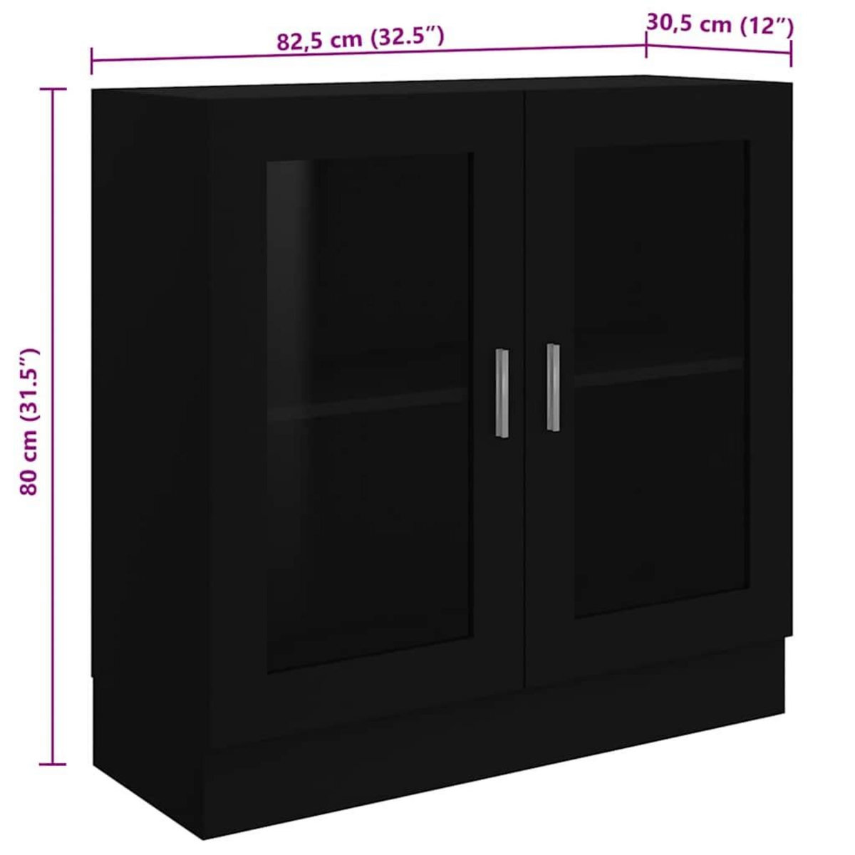VIDAXL Armoire a vitrine noir 82,5x30,5x80 cm Bois d'ingenierie