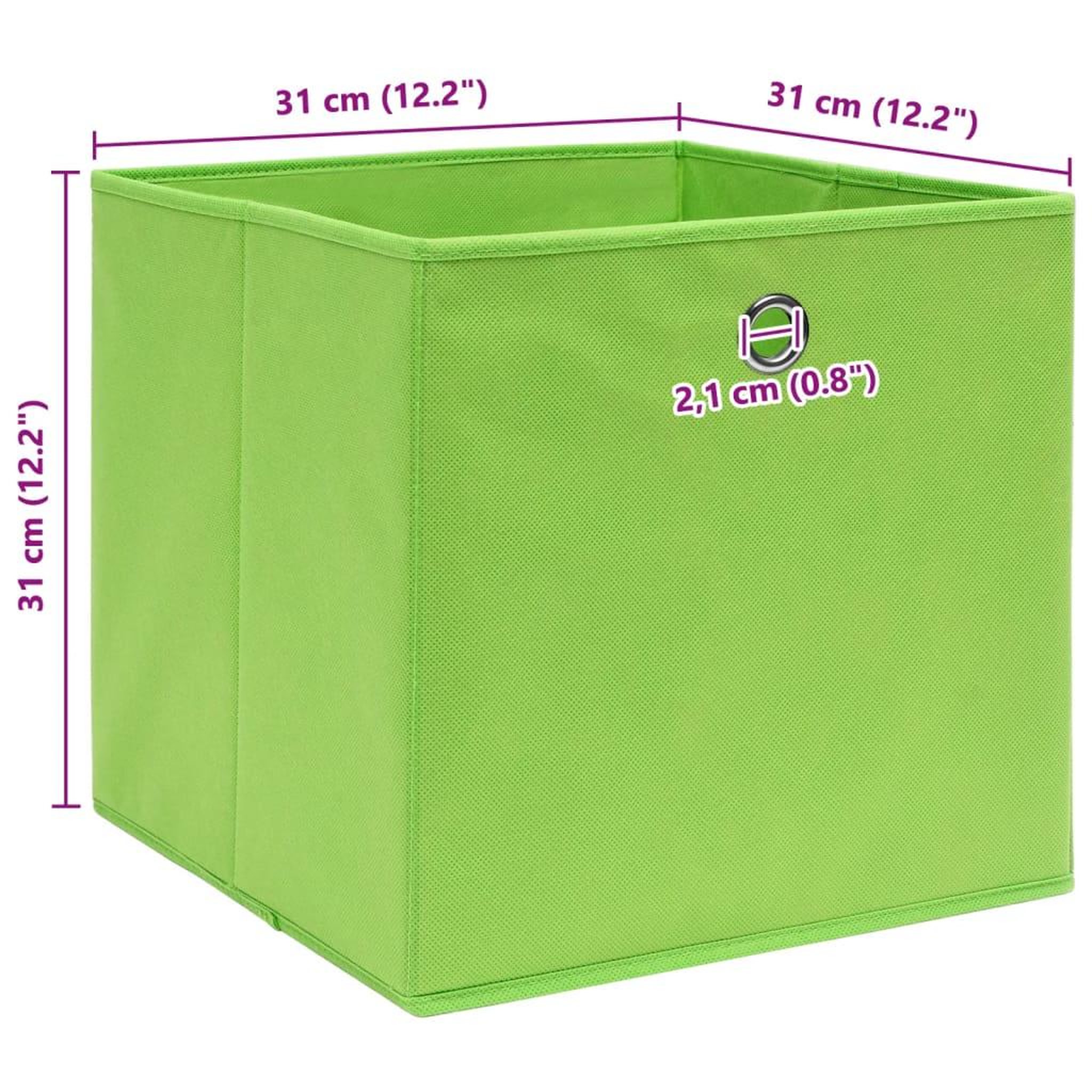 Voir la diapositive 6 : VIDAXL Boîtes de rangement 4 pcs Vert 32x32x32 cm Tissu