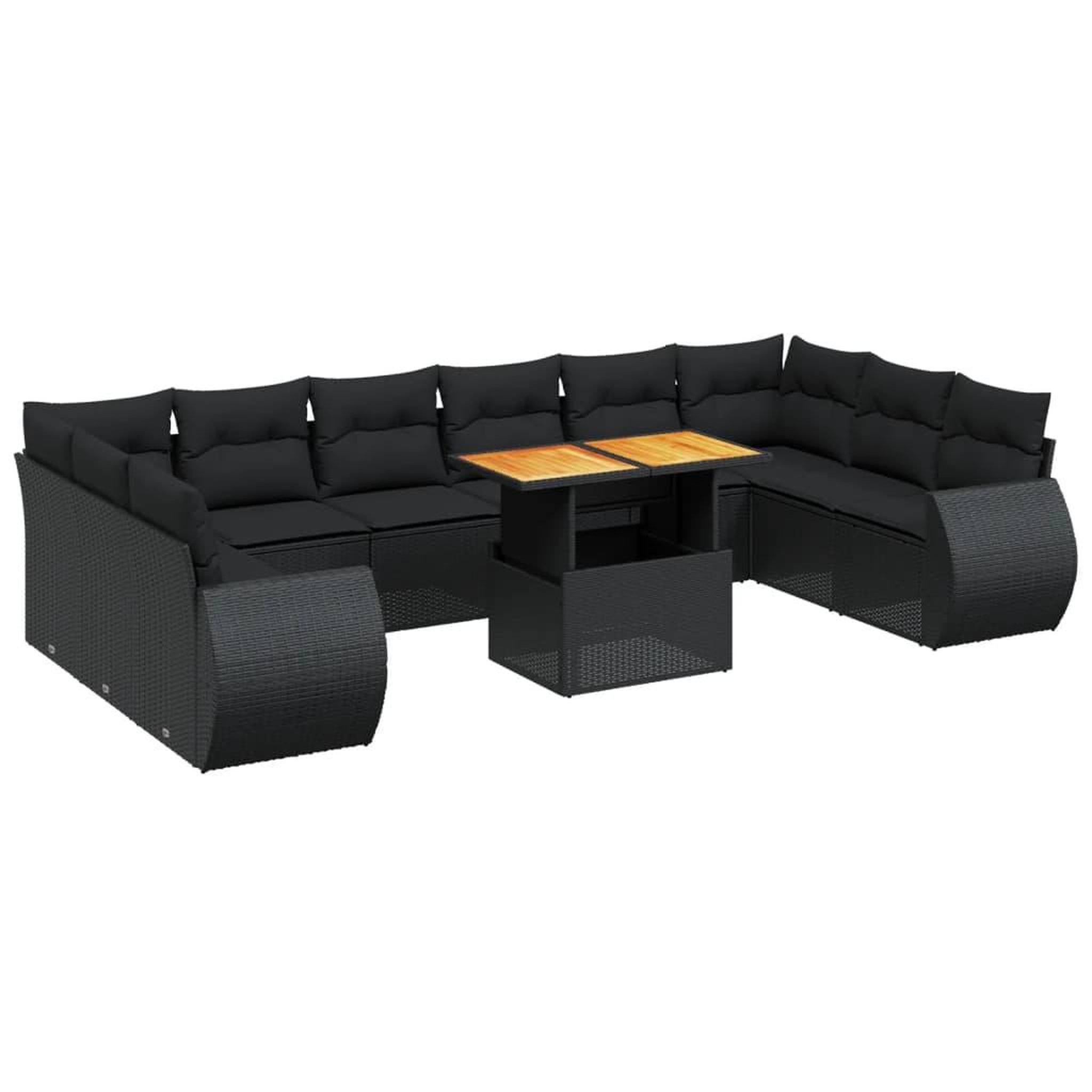 Voir la diapositive 2 : VIDAXL Salon de jardin 11 pcs avec coussins noir resine tressee