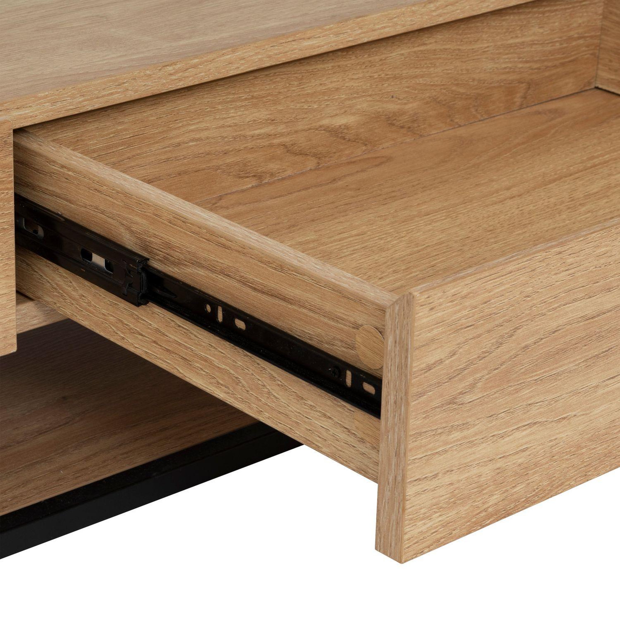 Voir la diapositive 5 : ATMOSPHERA Table basse 2 tiroirs effet bois et verre aldea - beige