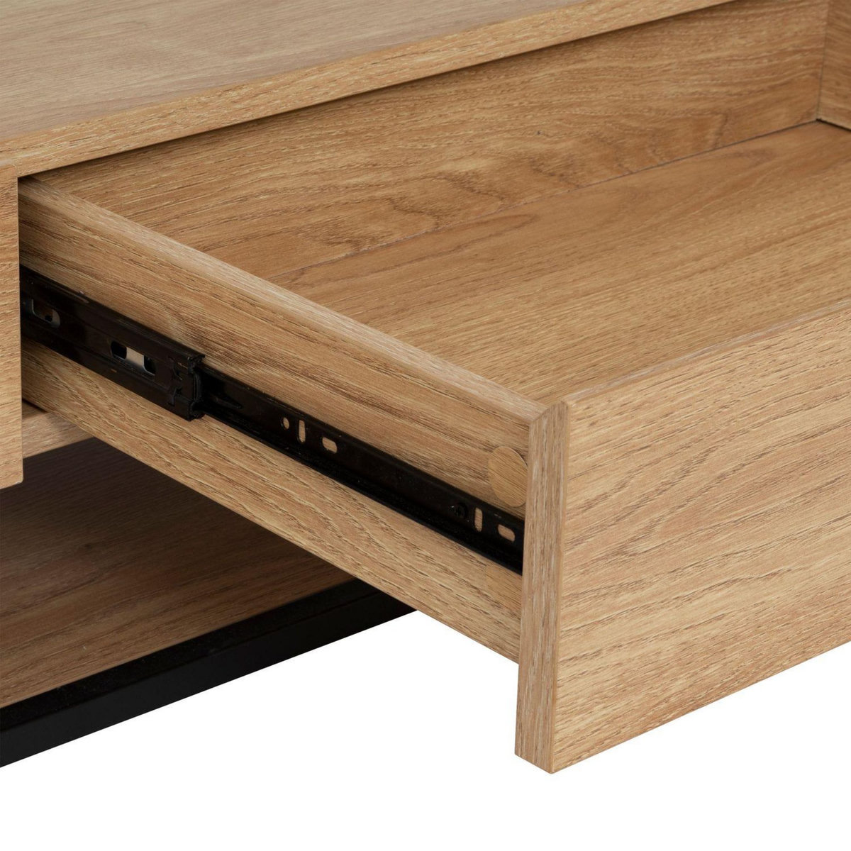 ATMOSPHERA Table basse 2 tiroirs effet bois et verre ALDEA - Beige