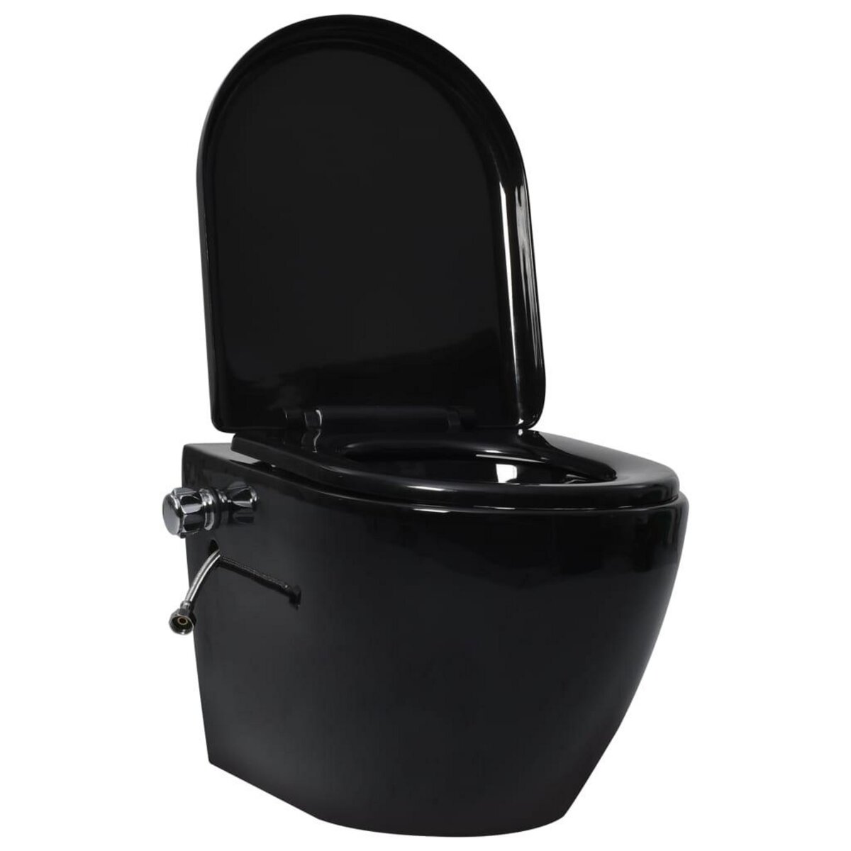 VIDAXL Toilette murale sans bord a fonction de bidet Ceramique Noir