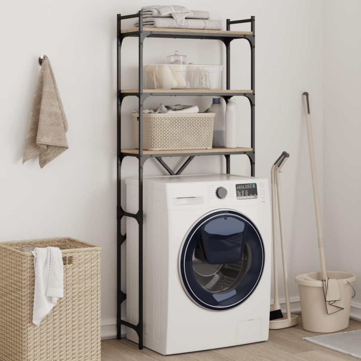 VIDAXL Etagere de lave-linge chene sonoma 67x25x163 cm bois ingenierie