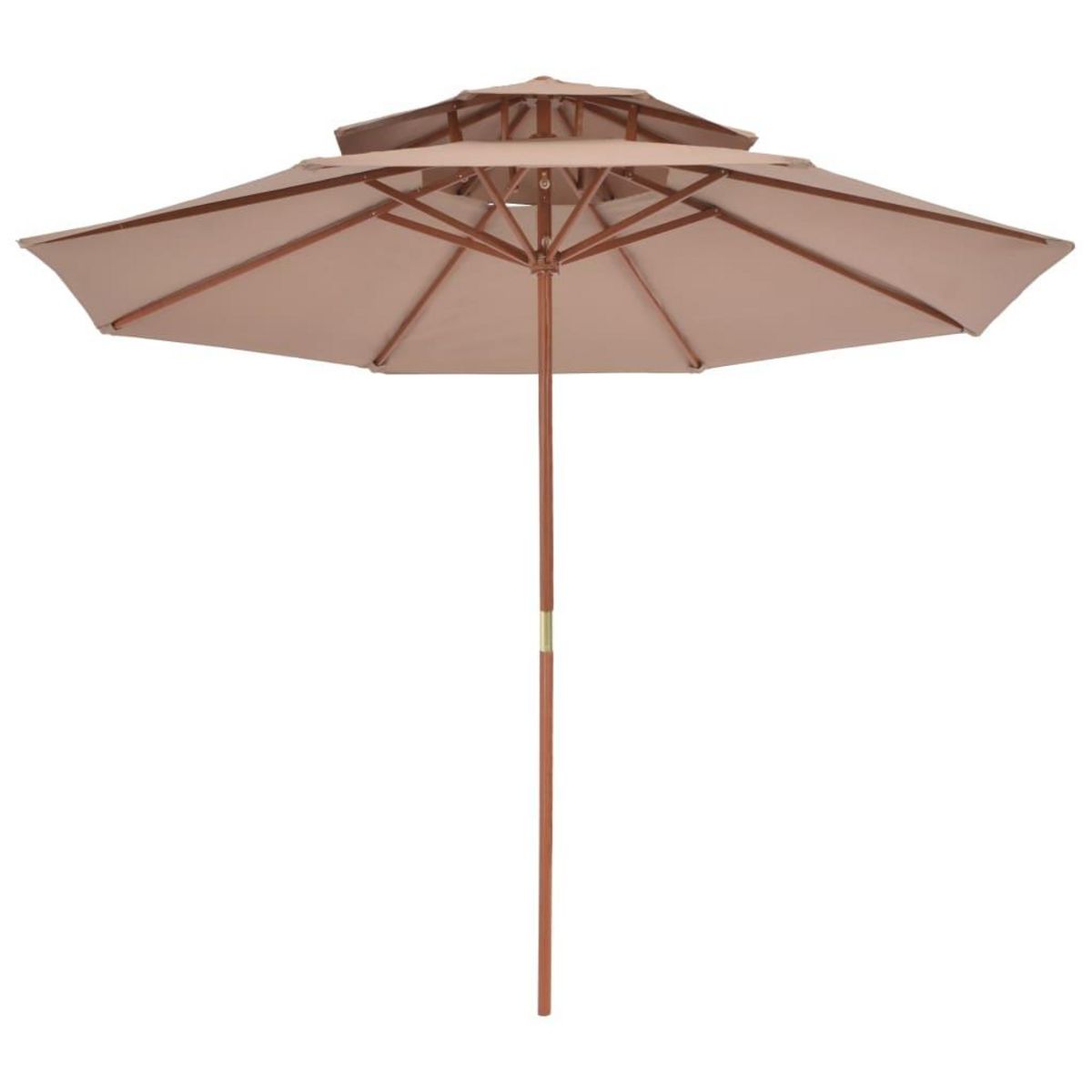 VIDAXL Parasol a deux etages avec mat en bois 270 cm taupe