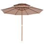 Voir la diapositive 3 : VIDAXL Parasol a deux etages avec mat en bois 270 cm taupe