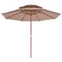 Voir la diapositive 3 : VIDAXL Parasol a deux etages avec mat en bois 270 cm taupe