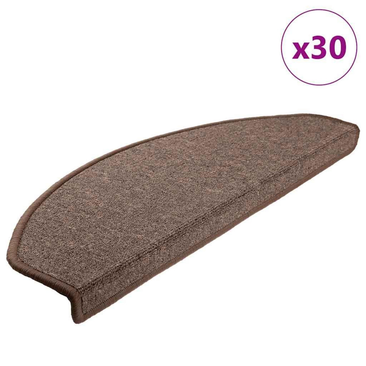 VIDAXL Tapis d'escalier 30 pcs marron cafe 65x24x4 cm
