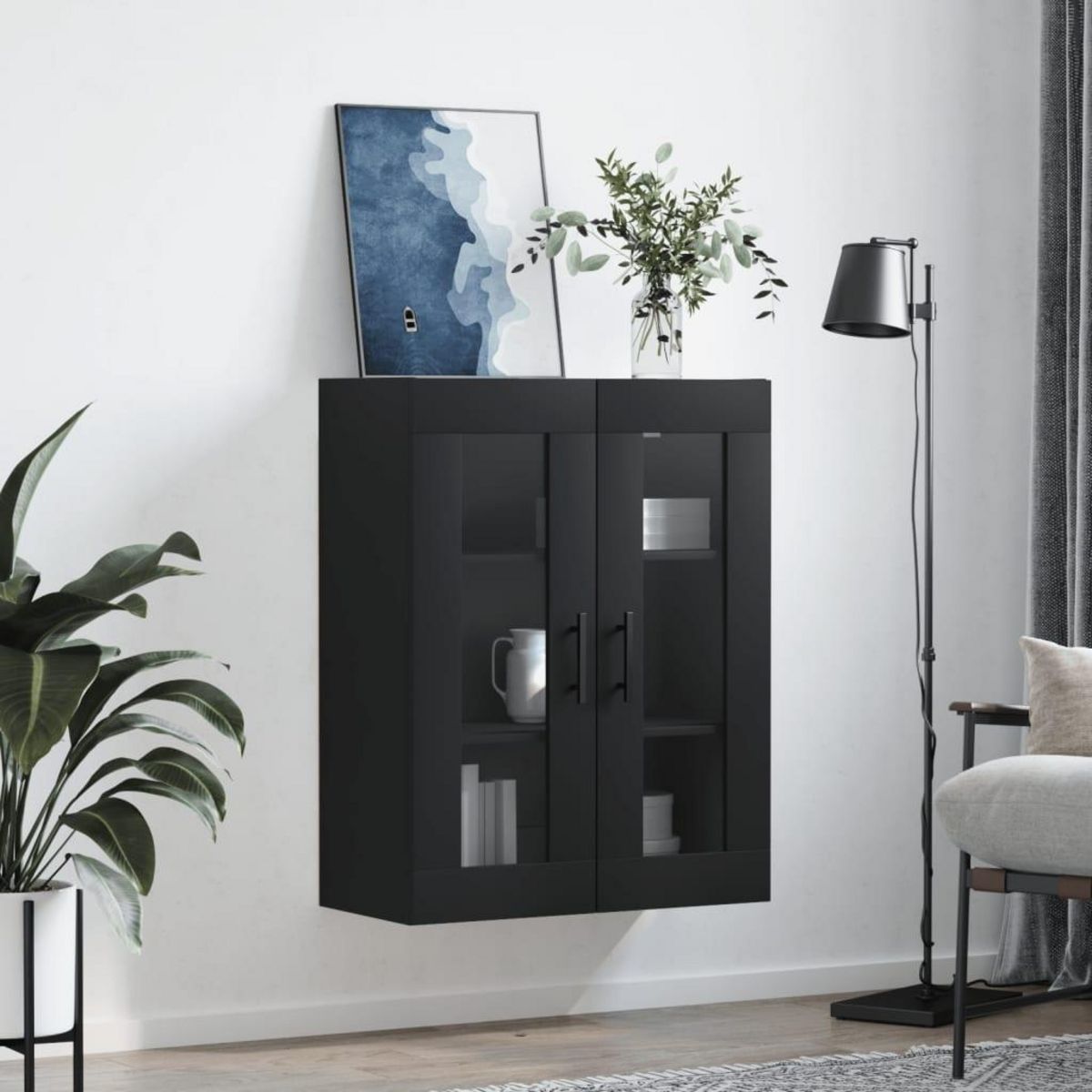 VIDAXL Armoire murale noir 69,5x34x90 cm