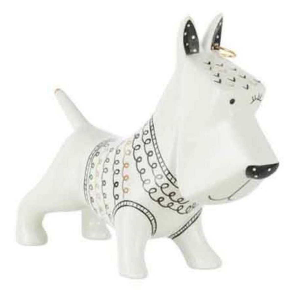 Paris Prix Statuette Déco  Chien avec Pull  22cm Blanc & Noir