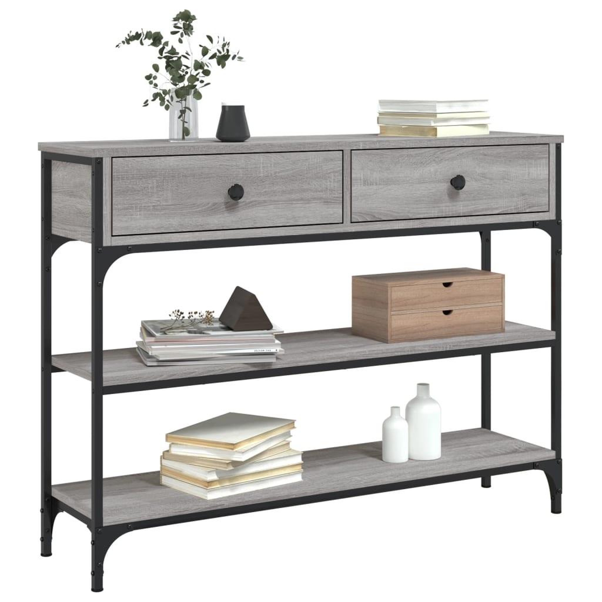 Voir la diapositive 3 : VIDAXL Table console sonoma gris 100x25x75 cm bois d'ingenierie