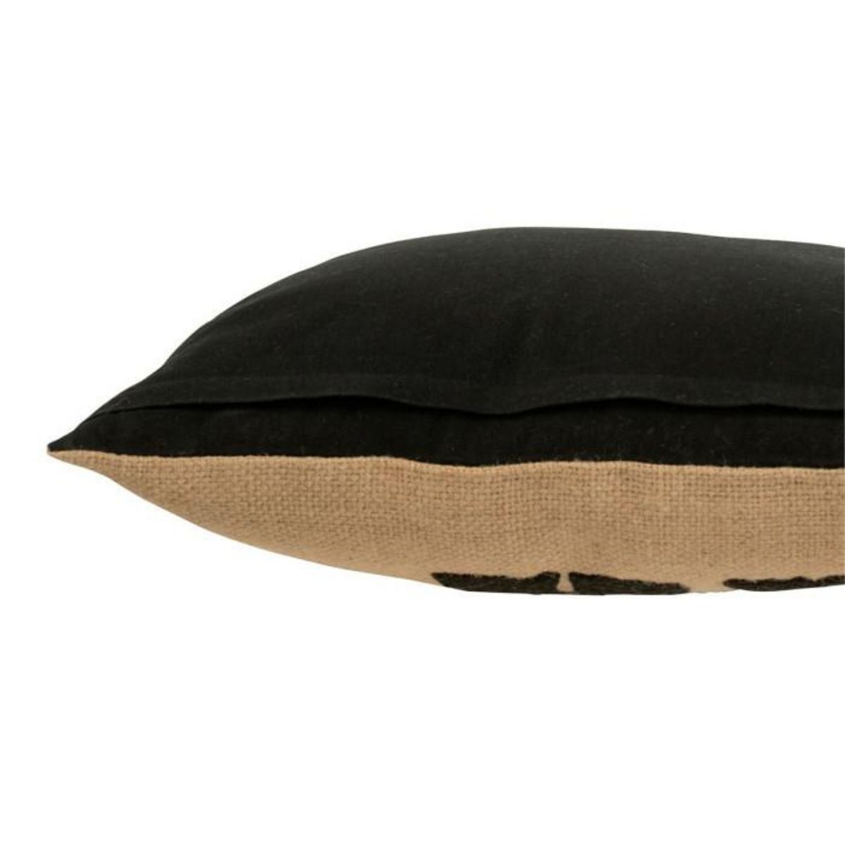 Paris Prix Coussin Déco Jute  Eléphant  45x45cm Beige & Noir