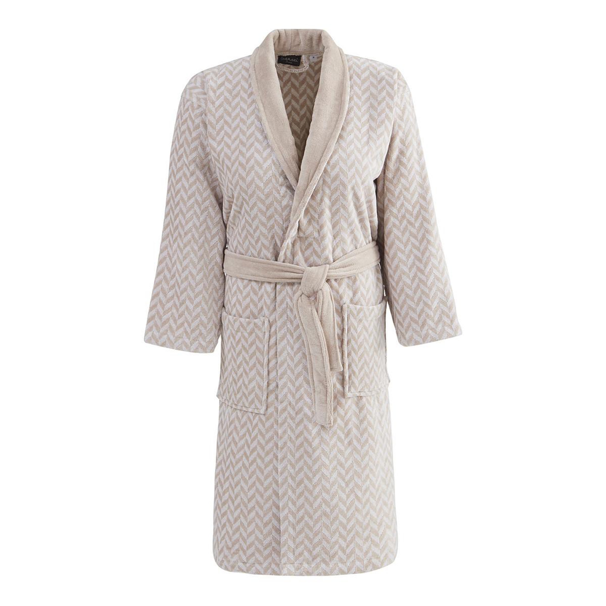 Sensei Maison Peignoir col châle velours CHEVRON. Coloris disponibles : Beige