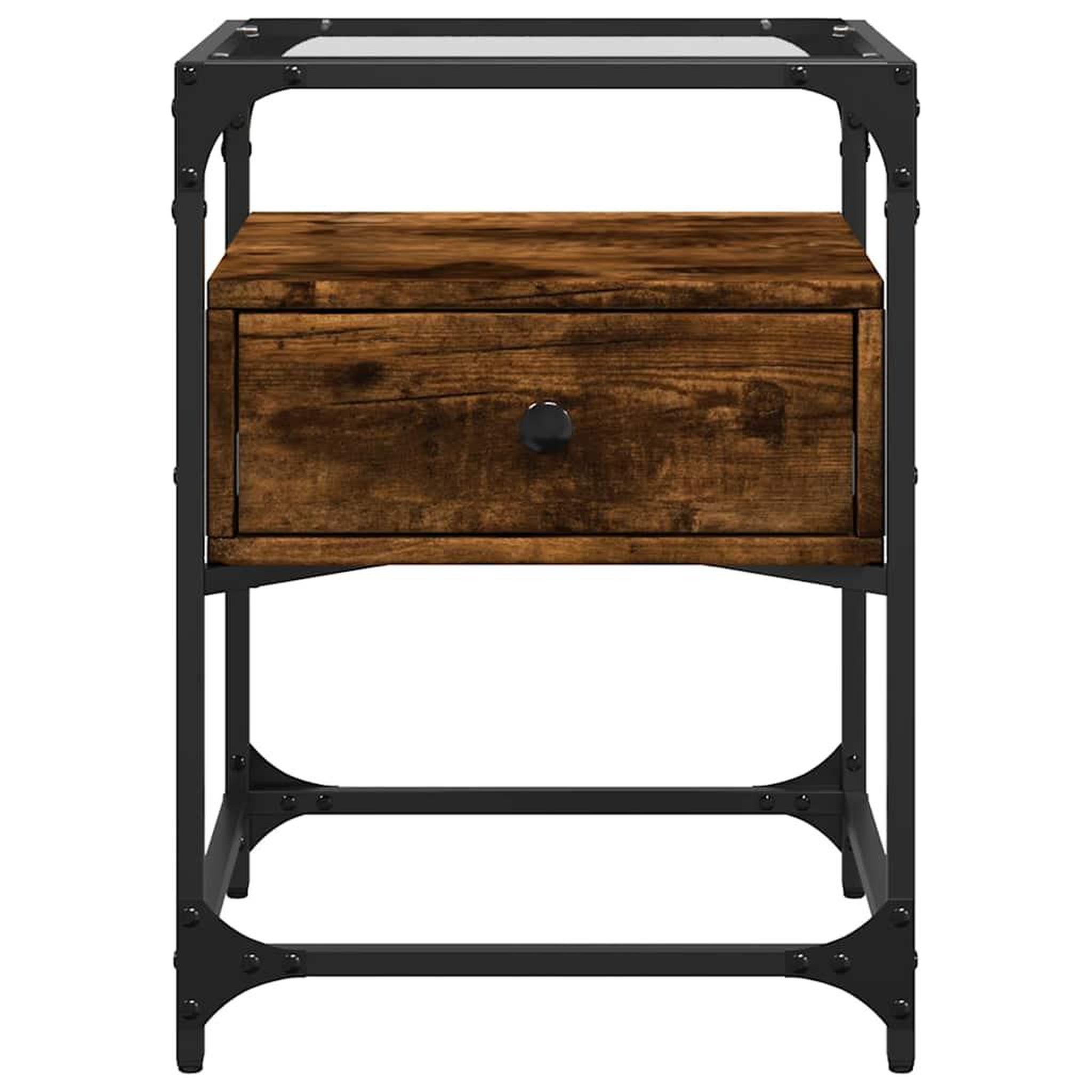 Voir la diapositive 4 : VIDAXL Table de chevet chene fume 40x40x55 cm bois d'ingenierie