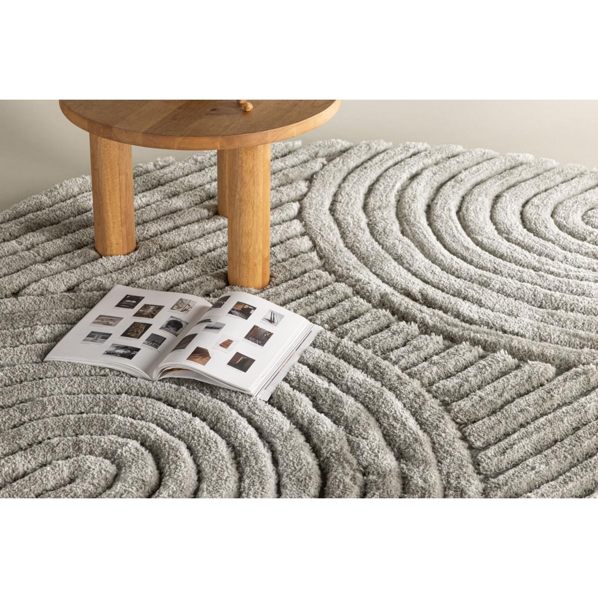 Voir la diapositive 3 : Paris Prix Tapis Déco Texturé Rond  Niklas  200cm Grège