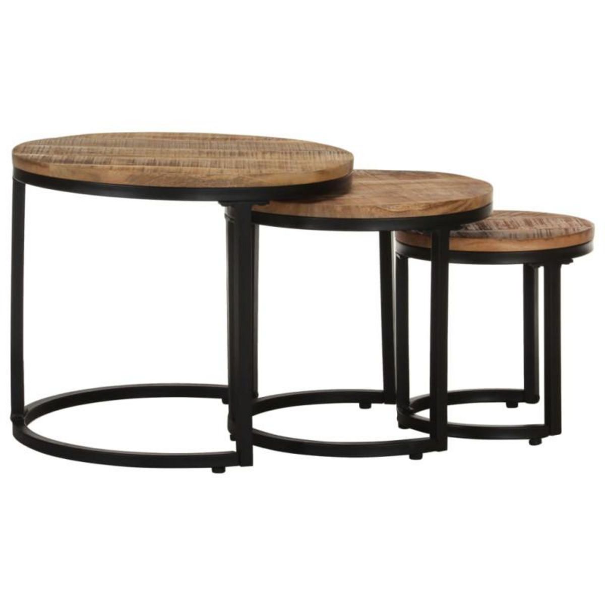 VIDAXL Tables d appoint 3 pcs Bois de manguier brut