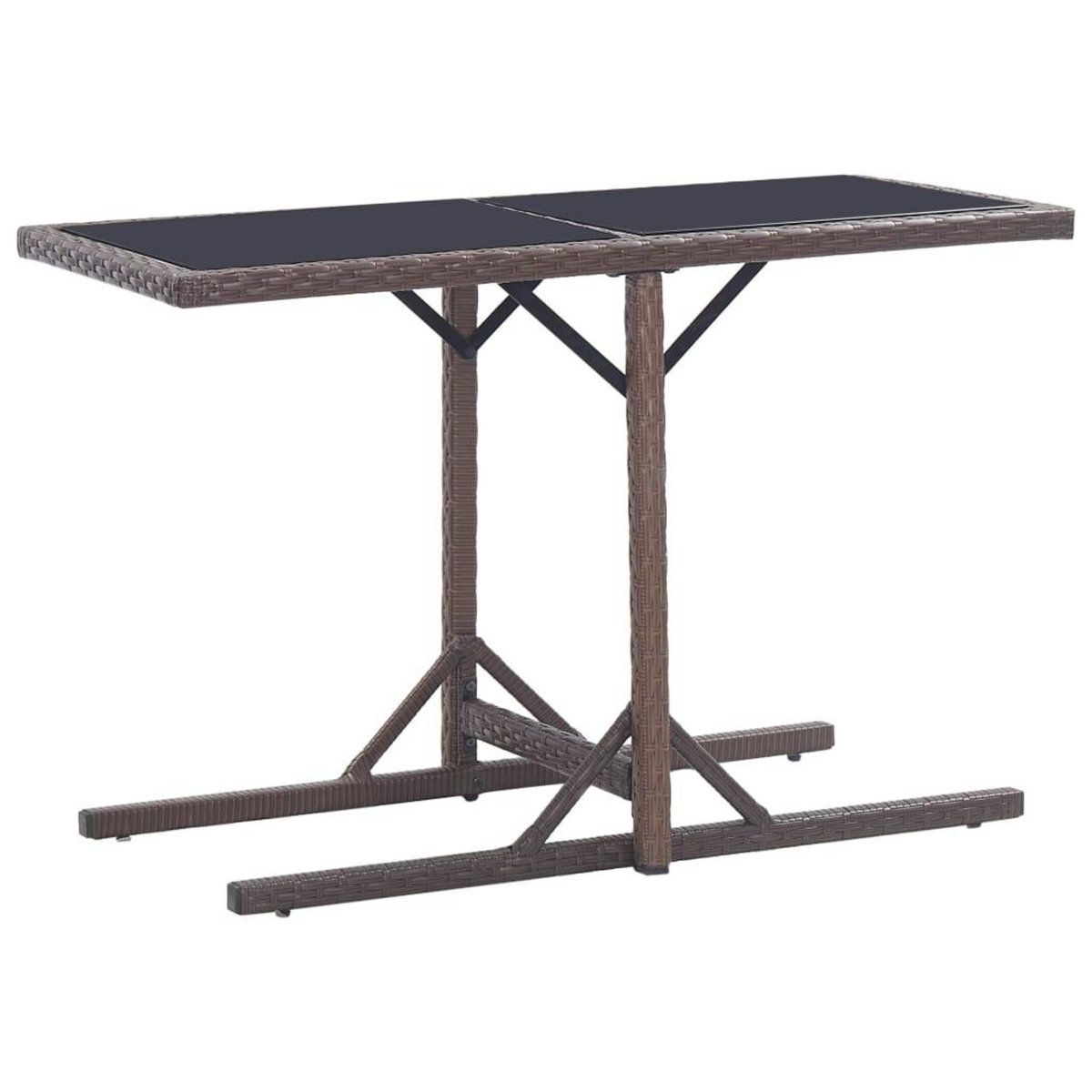 VIDAXL Table de jardin Marron 110x53x72 cm Verre et resine tressee