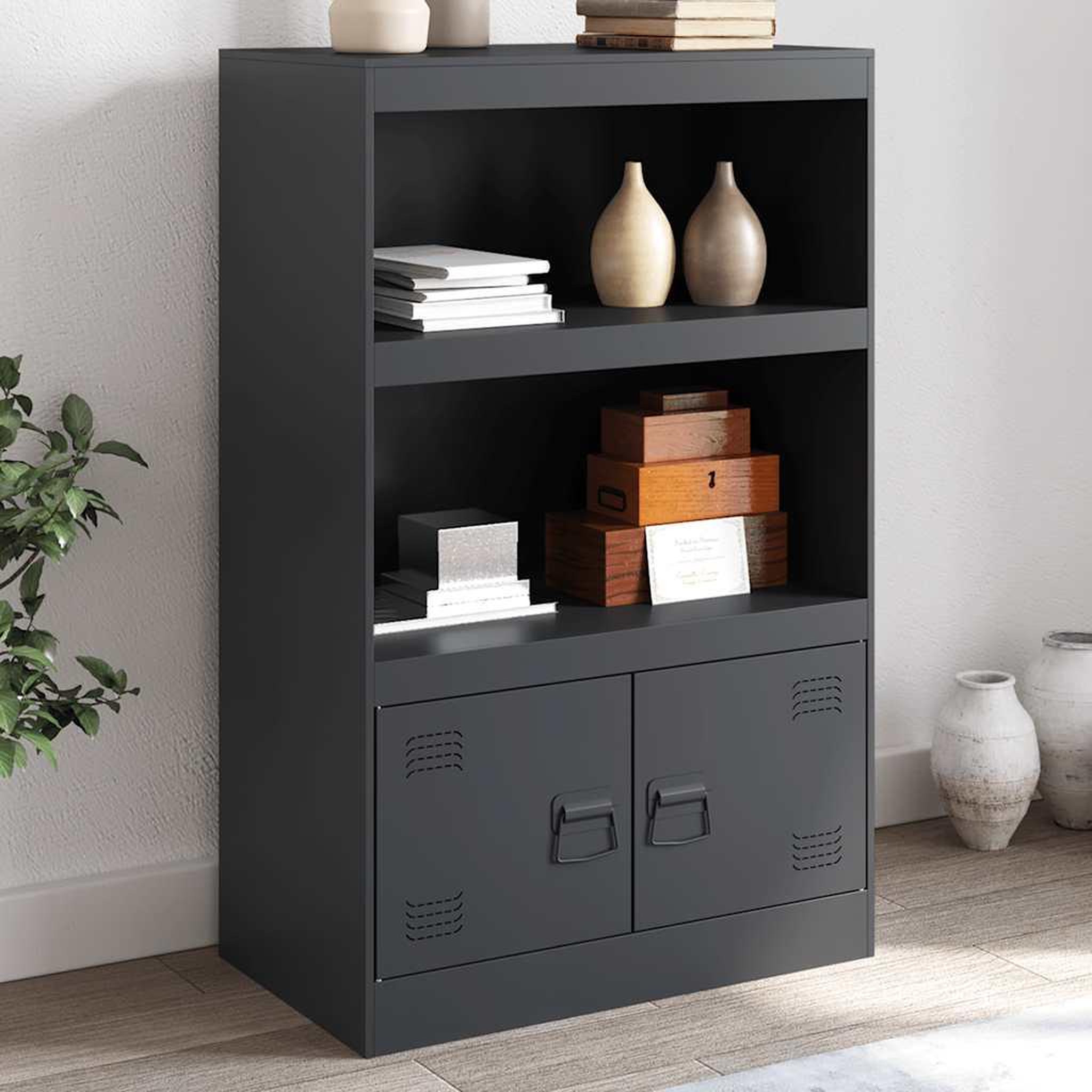 Voir la diapositive 1 : VIDAXL Buffet anthracite 67x39x107 cm acier