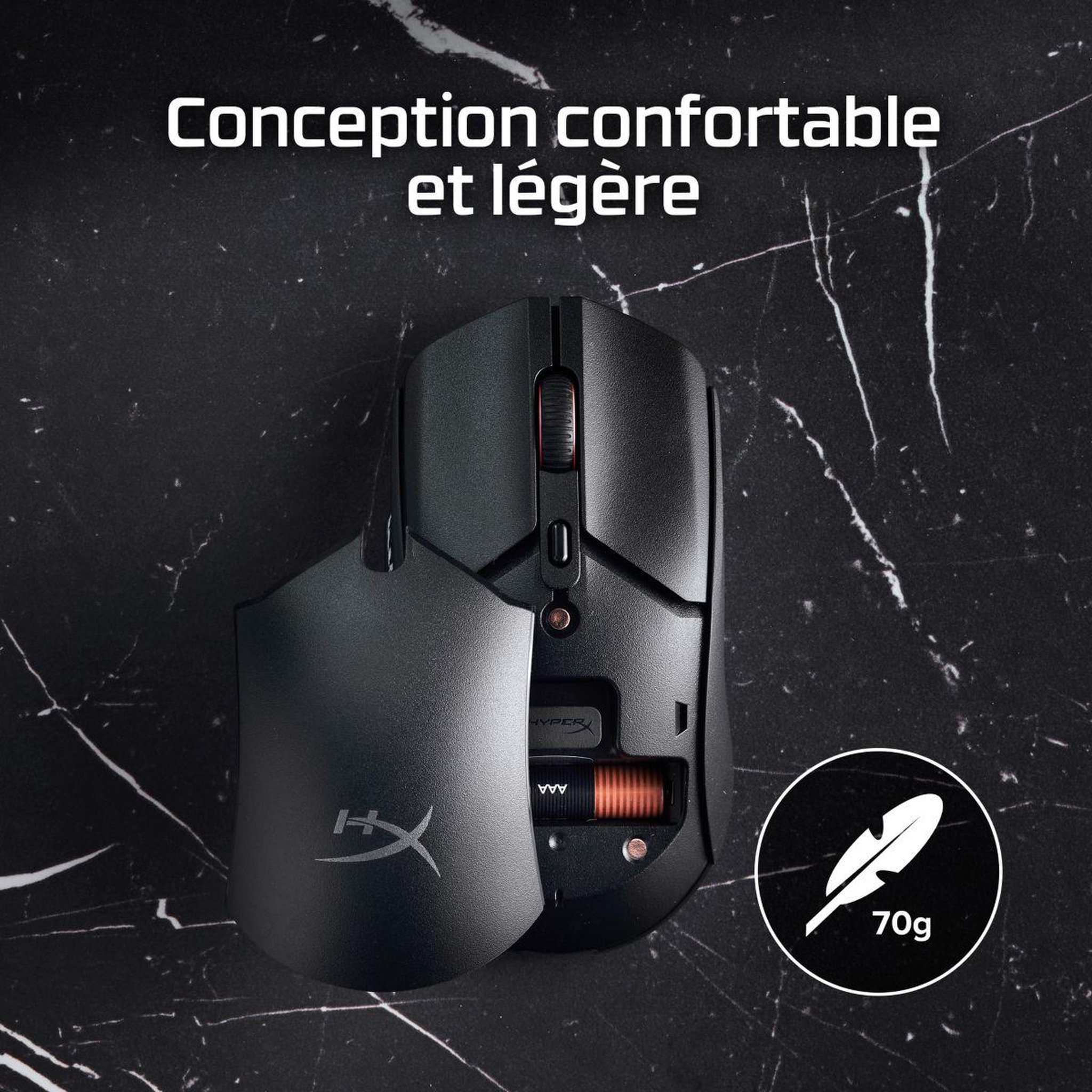 Voir la diapositive 4 : HyperX Souris gamer sans fil pulsefire haste 2 core noire
